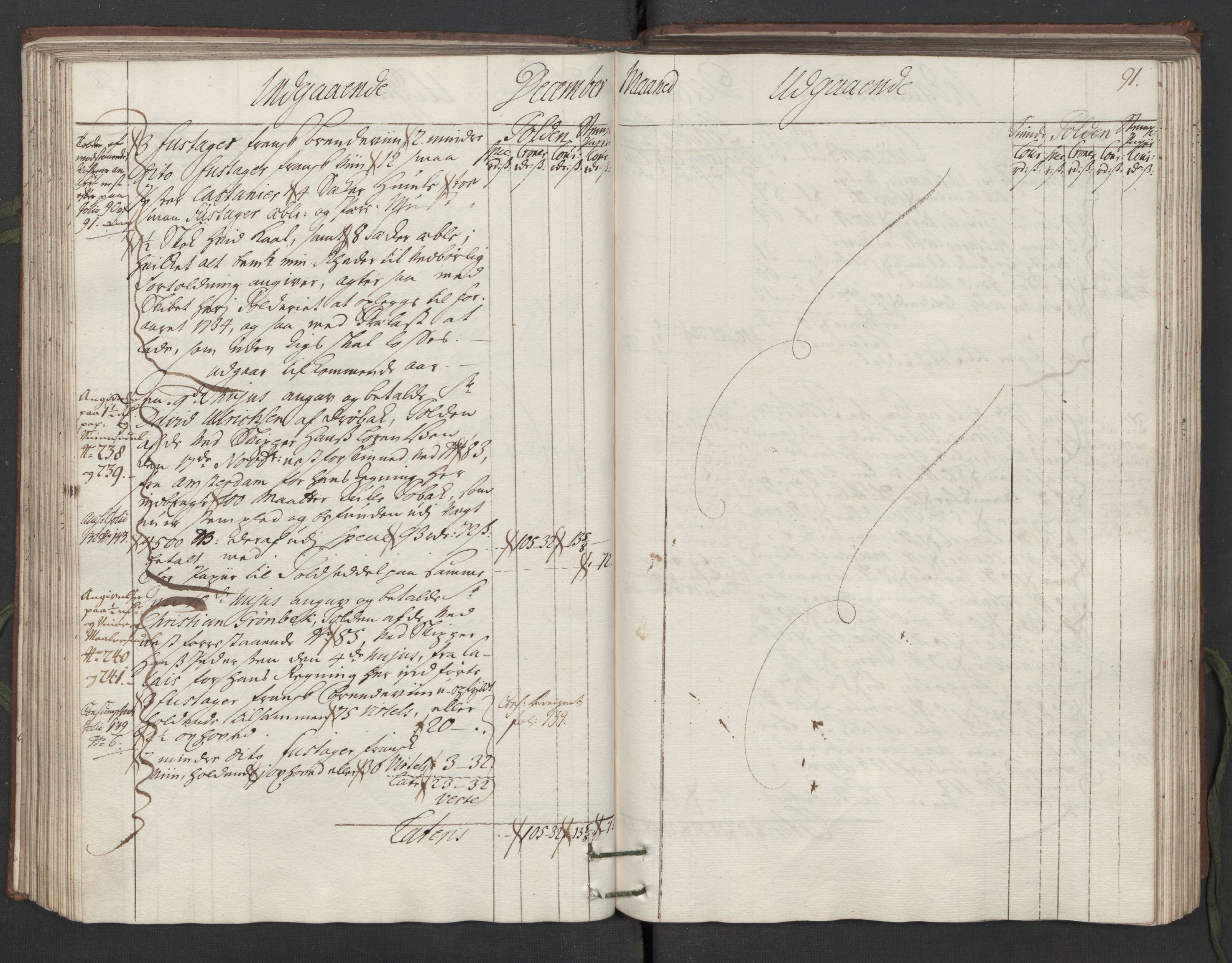 Generaltollkammeret, tollregnskaper, AV/RA-EA-5490/R05/L0014/0001: Tollregnskaper Moss, Son, Krokstad / Hovedtollbok, 1733, s. 90b-91a