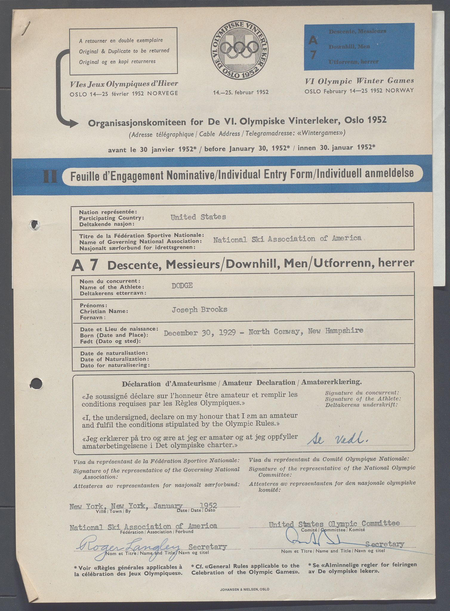 Organisasjonskomiteen for de VI. olympiske vinterleker, OBA/A-20130/H/Ha, 1951-1952, s. 415