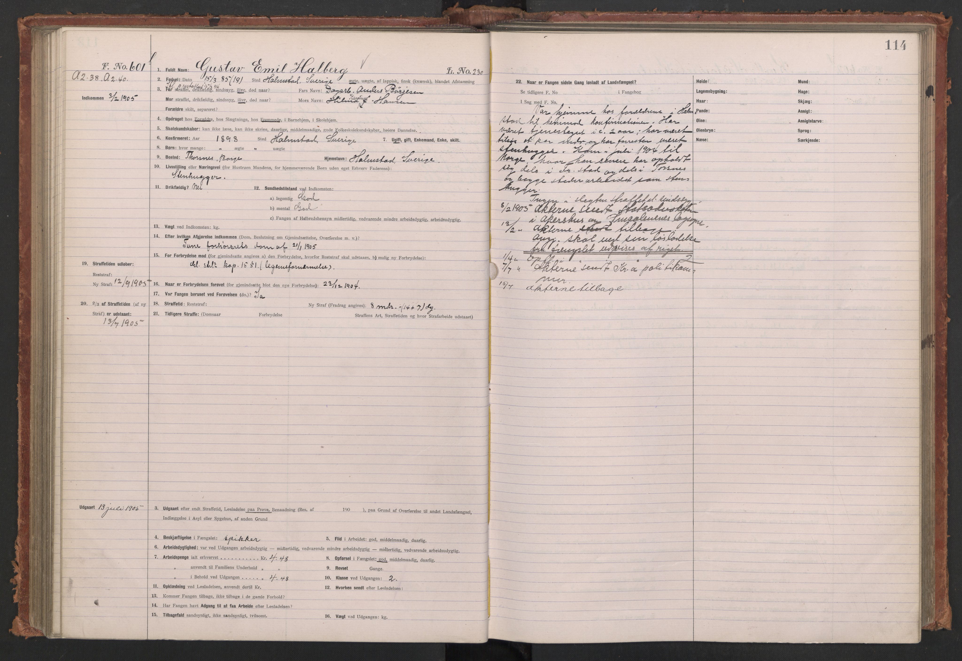 Botsfengslet, AV/RA-S-1539/D/Db/Dbb/L0039: 488l - 820l, 1904-1905, s. 114