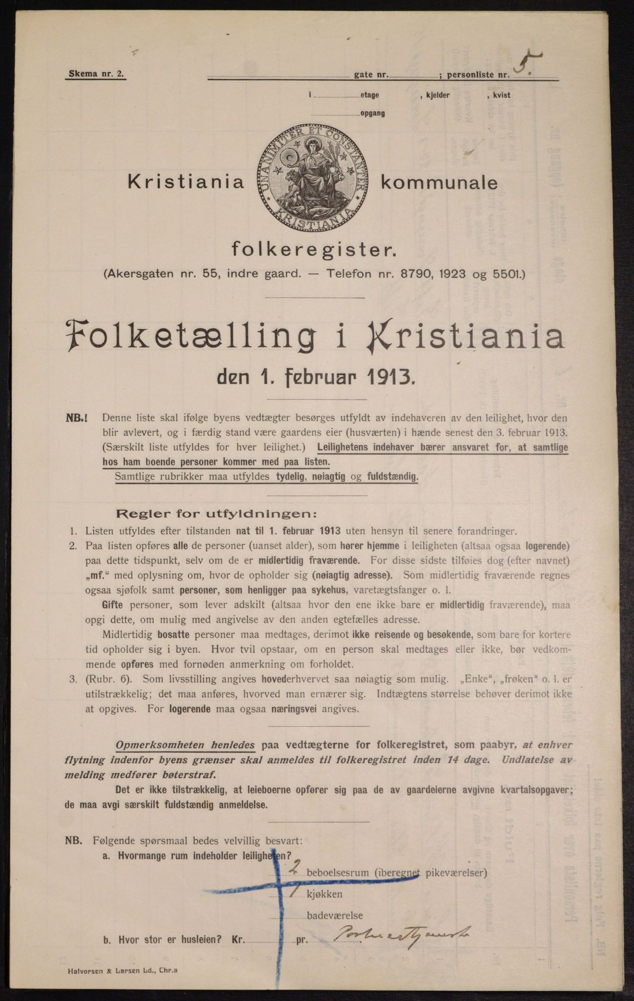 OBA, Kommunal folketelling 1.2.1913 for Kristiania, 1913, s. 100684