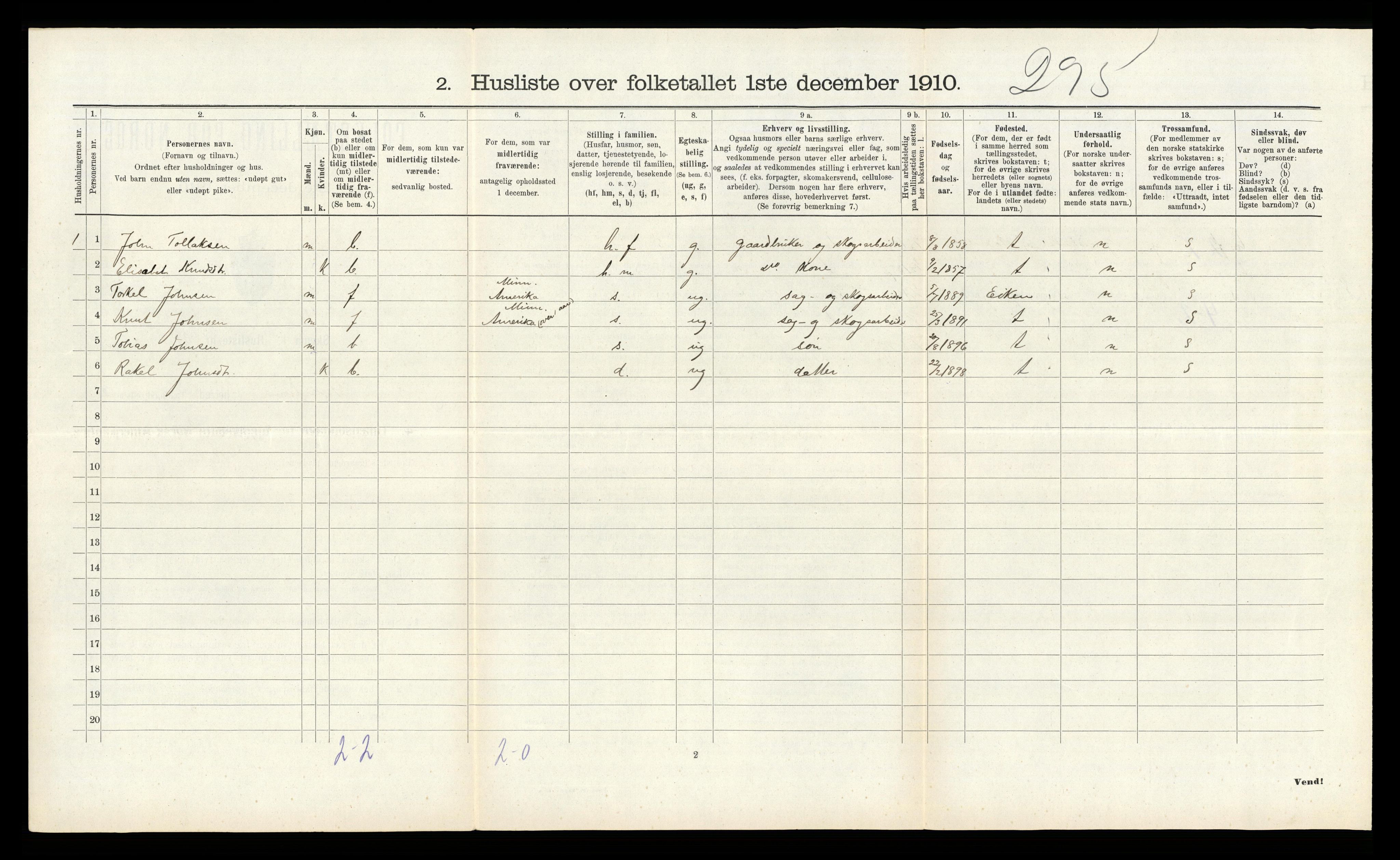 RA, Folketelling 1910 for 1025 Grindheim herred, 1910, s. 134