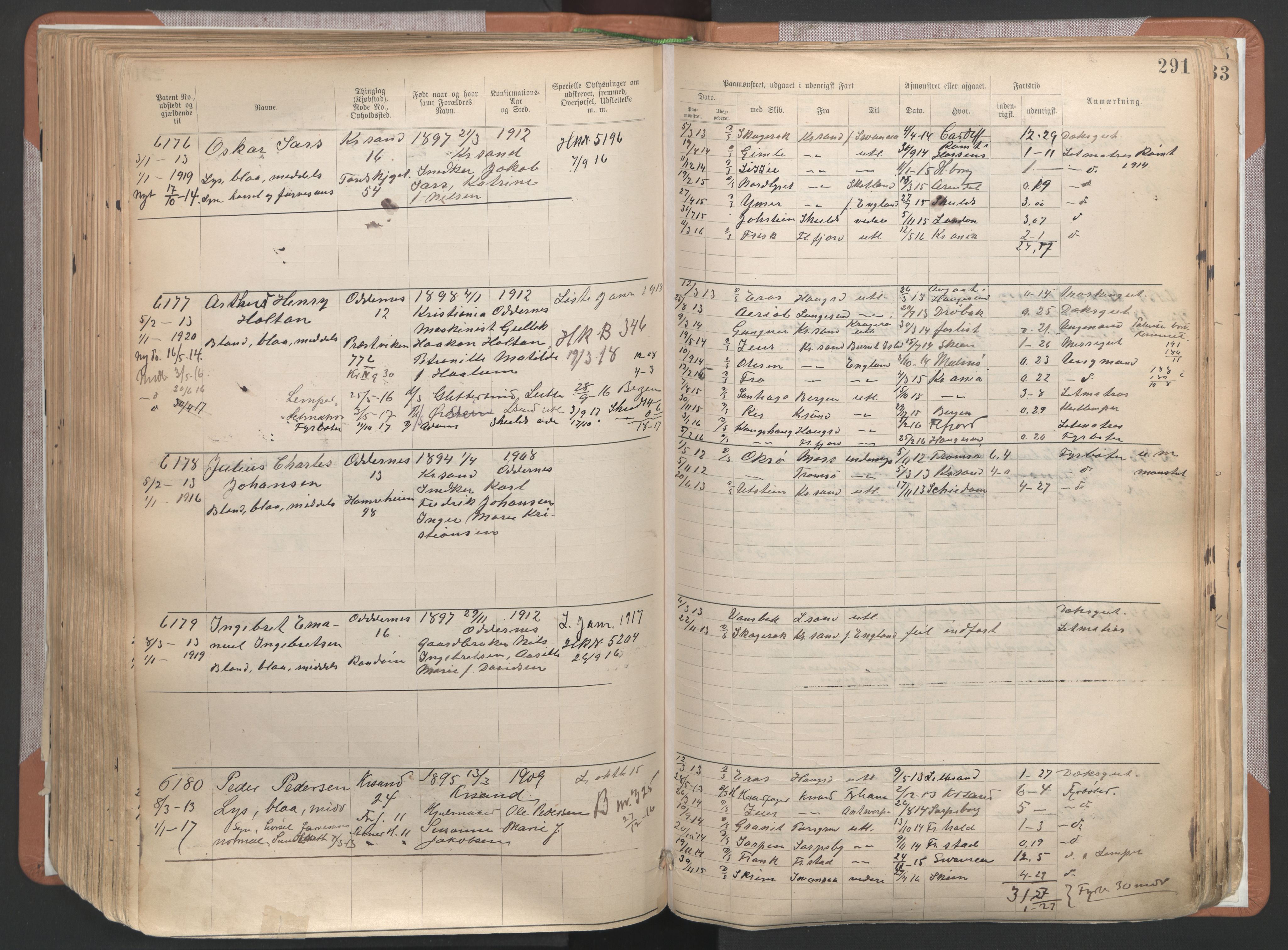 Kristiansand mønstringskrets, AV/SAK-2031-0015/F/Fa/L0007: Annotasjonsrulle nr 3831-6645, I-5, 1898-1920, s. 380