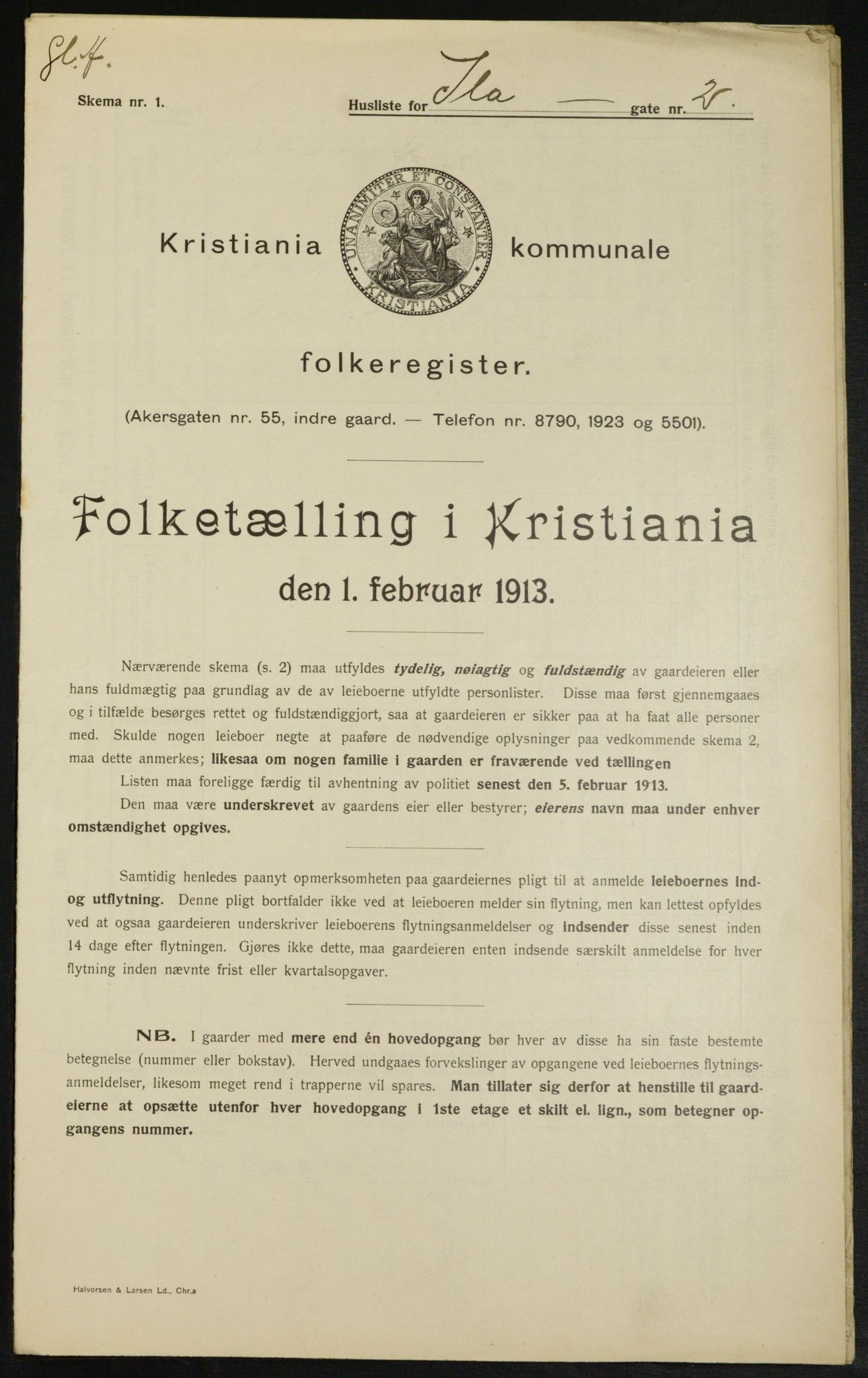 OBA, Kommunal folketelling 1.2.1913 for Kristiania, 1913, s. 42974