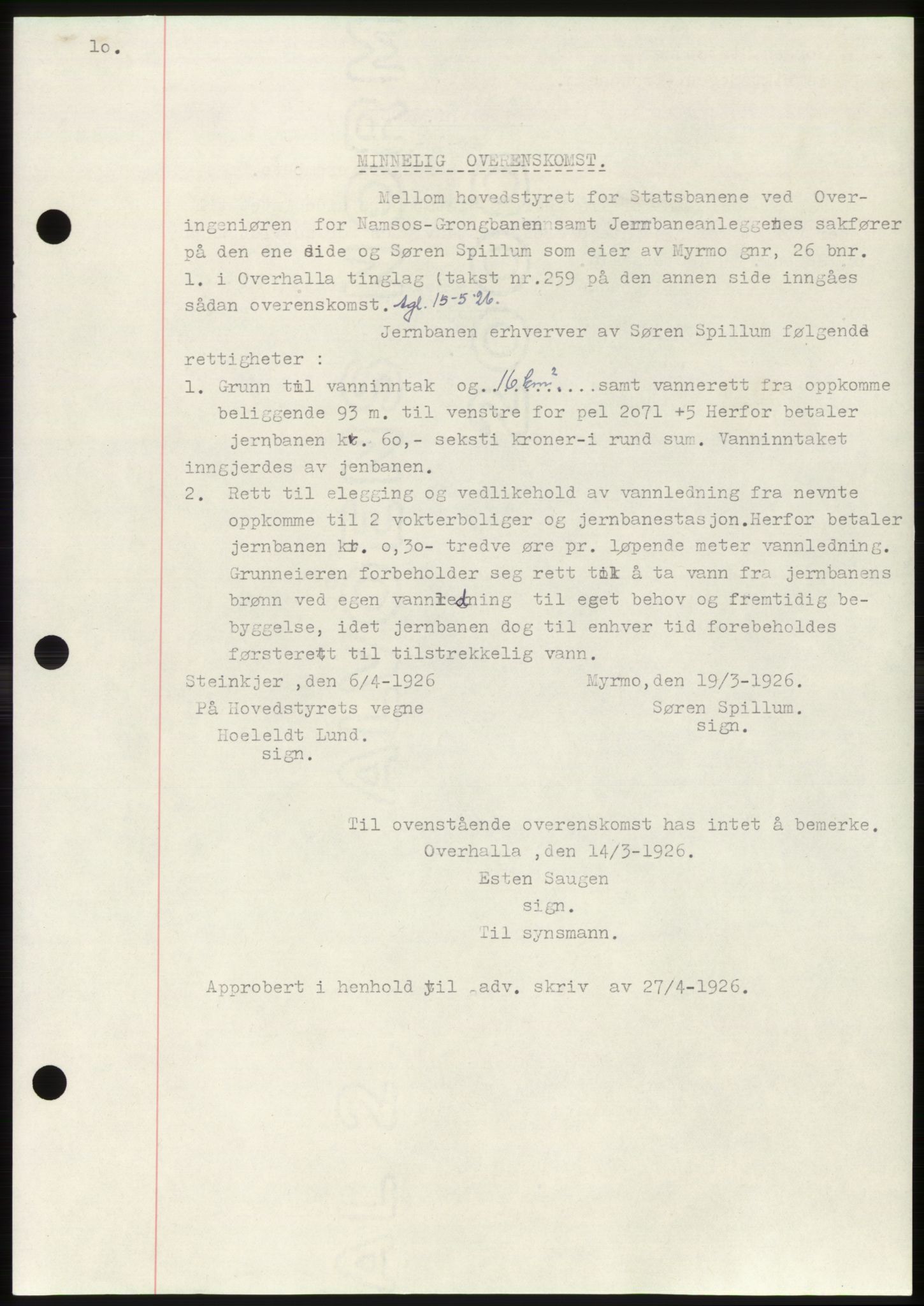 Namdal sorenskriveri, SAT/A-4133/1/2/2C: Pantebok nr. -, 1926-1930, Tingl.dato: 15.05.1926