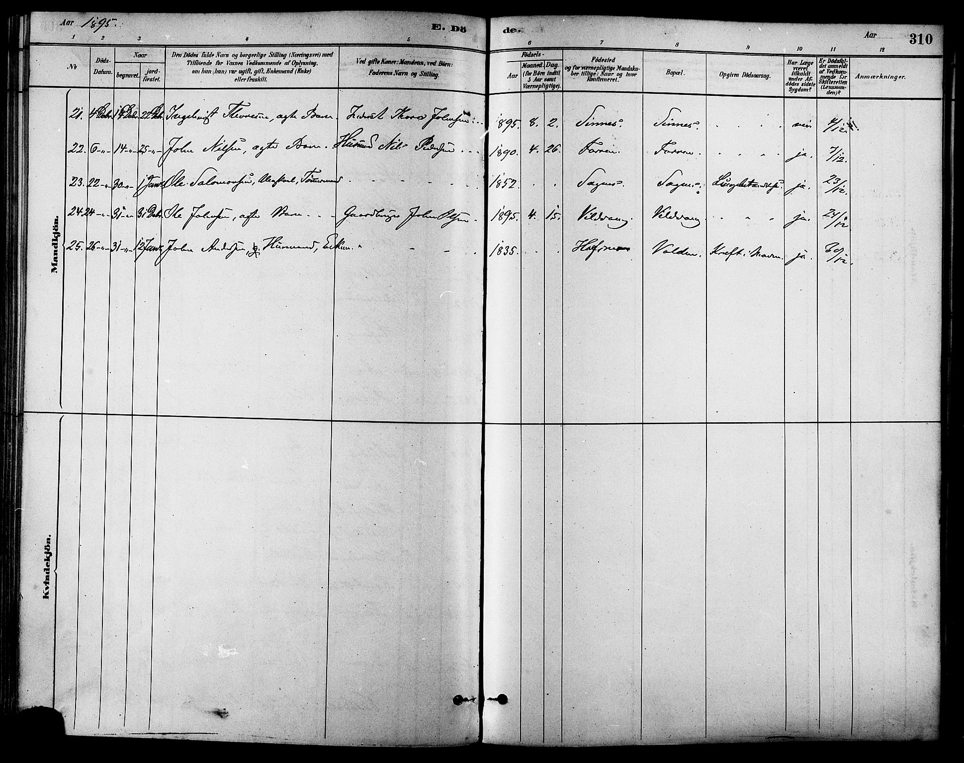 Ministerialprotokoller, klokkerbøker og fødselsregistre - Sør-Trøndelag, SAT/A-1456/630/L0496: Ministerialbok nr. 630A09, 1879-1895, s. 310