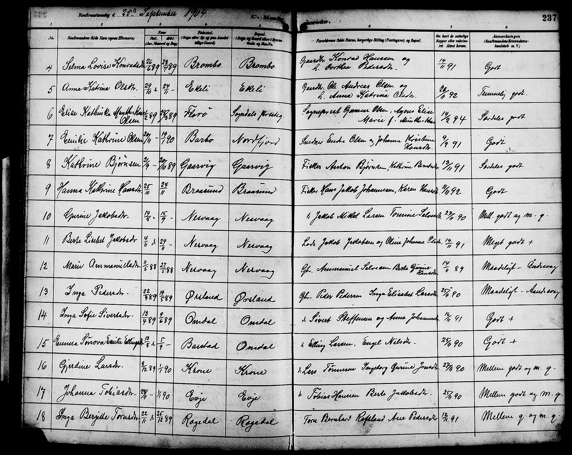 Sokndal sokneprestkontor, AV/SAST-A-101808: Klokkerbok nr. B 6, 1892-1907, s. 237