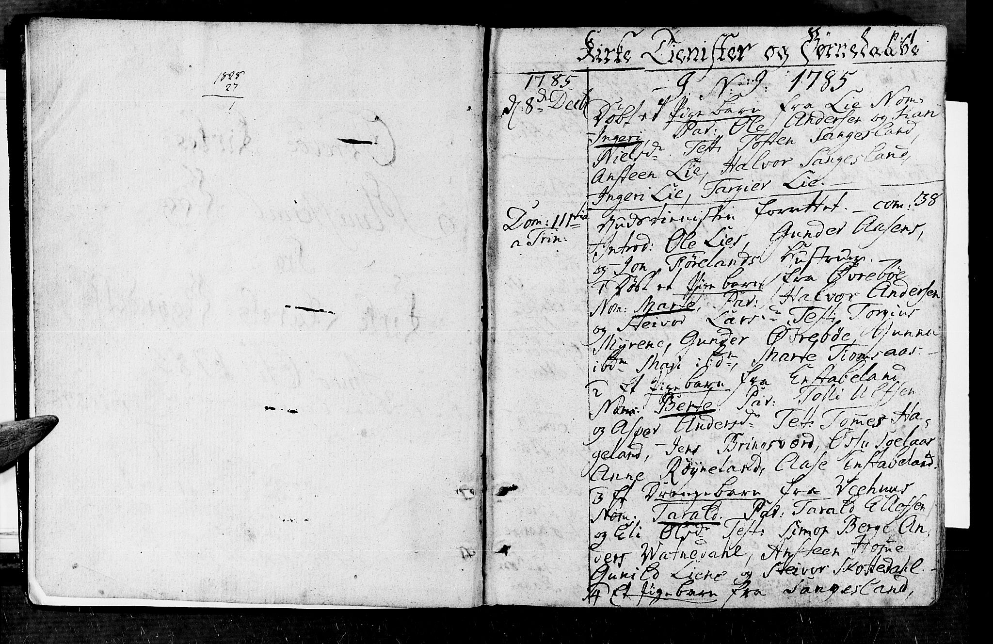Vennesla sokneprestkontor, SAK/1111-0045/Fa/Fac/L0002: Ministerialbok nr. A 2, 1785-1834, s. 0-1