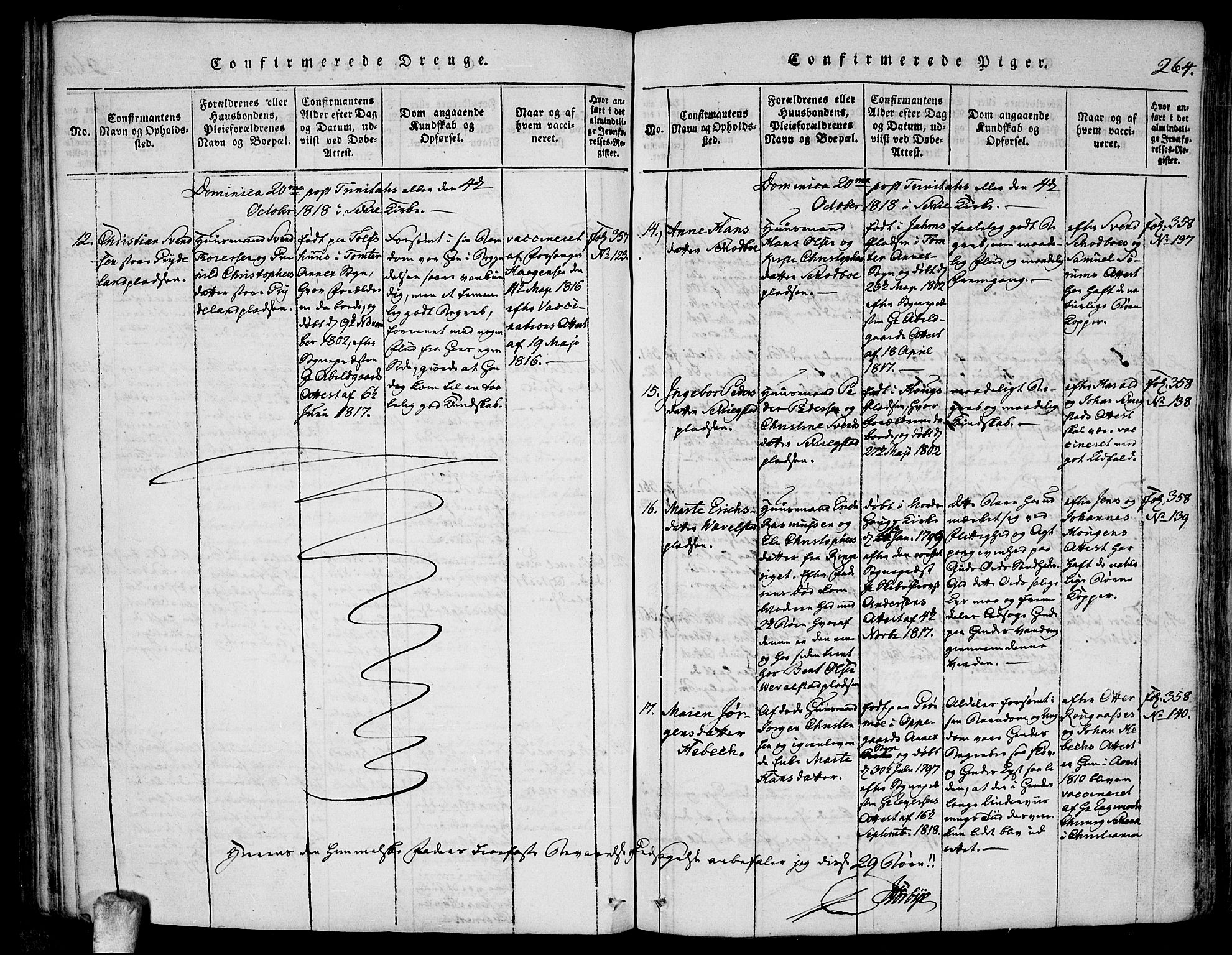 Kråkstad prestekontor Kirkebøker, SAO/A-10125a/F/Fa/L0003: Ministerialbok nr. I 3, 1813-1824, s. 264