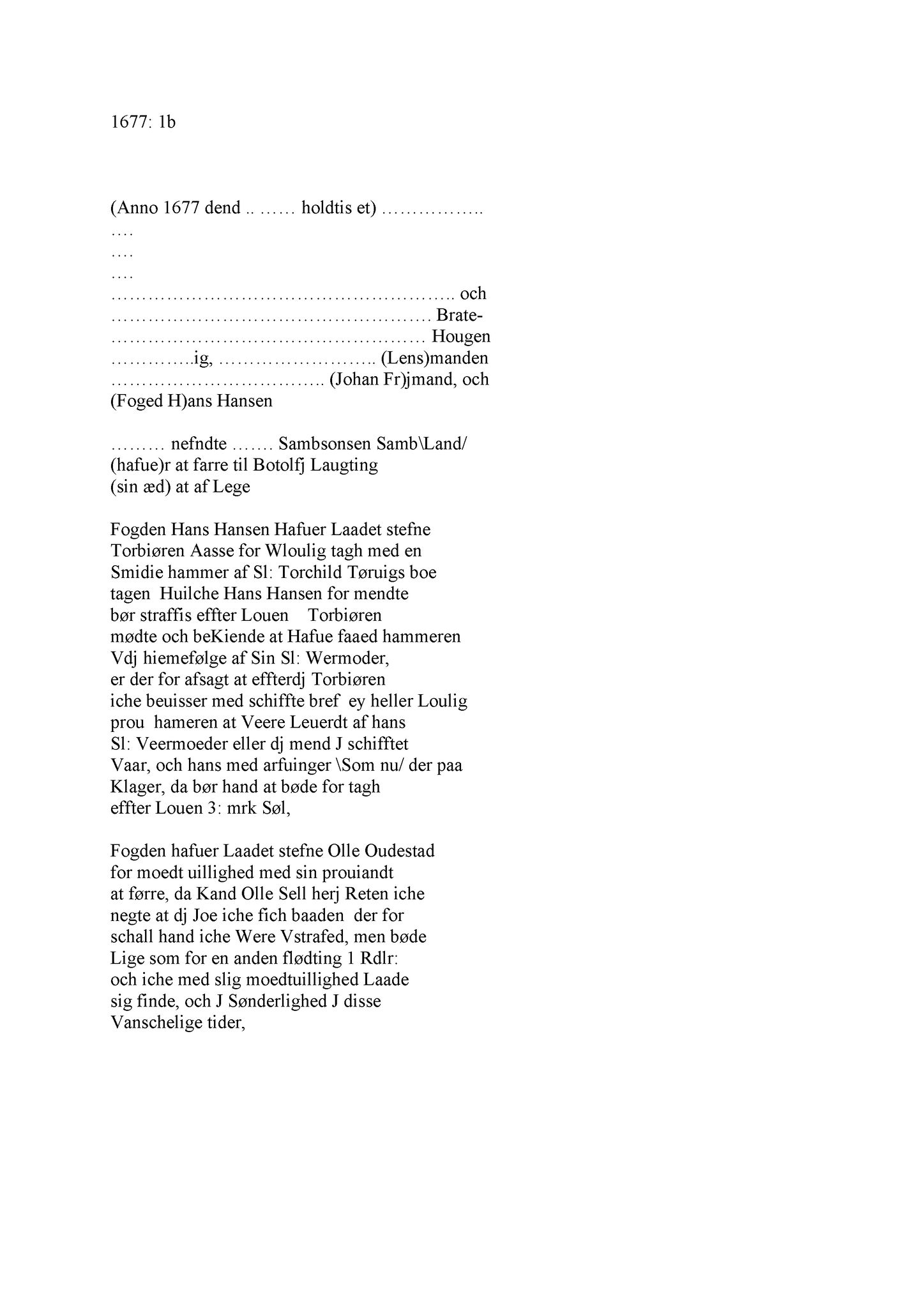 Samling av fulltekstavskrifter, SAB/FULLTEKST/A/12/0070: Hardanger og Voss sorenskriveri, tingbok nr. Ac 8 for Hardanger, Lysekloster og Halsnøy kloster, 1677