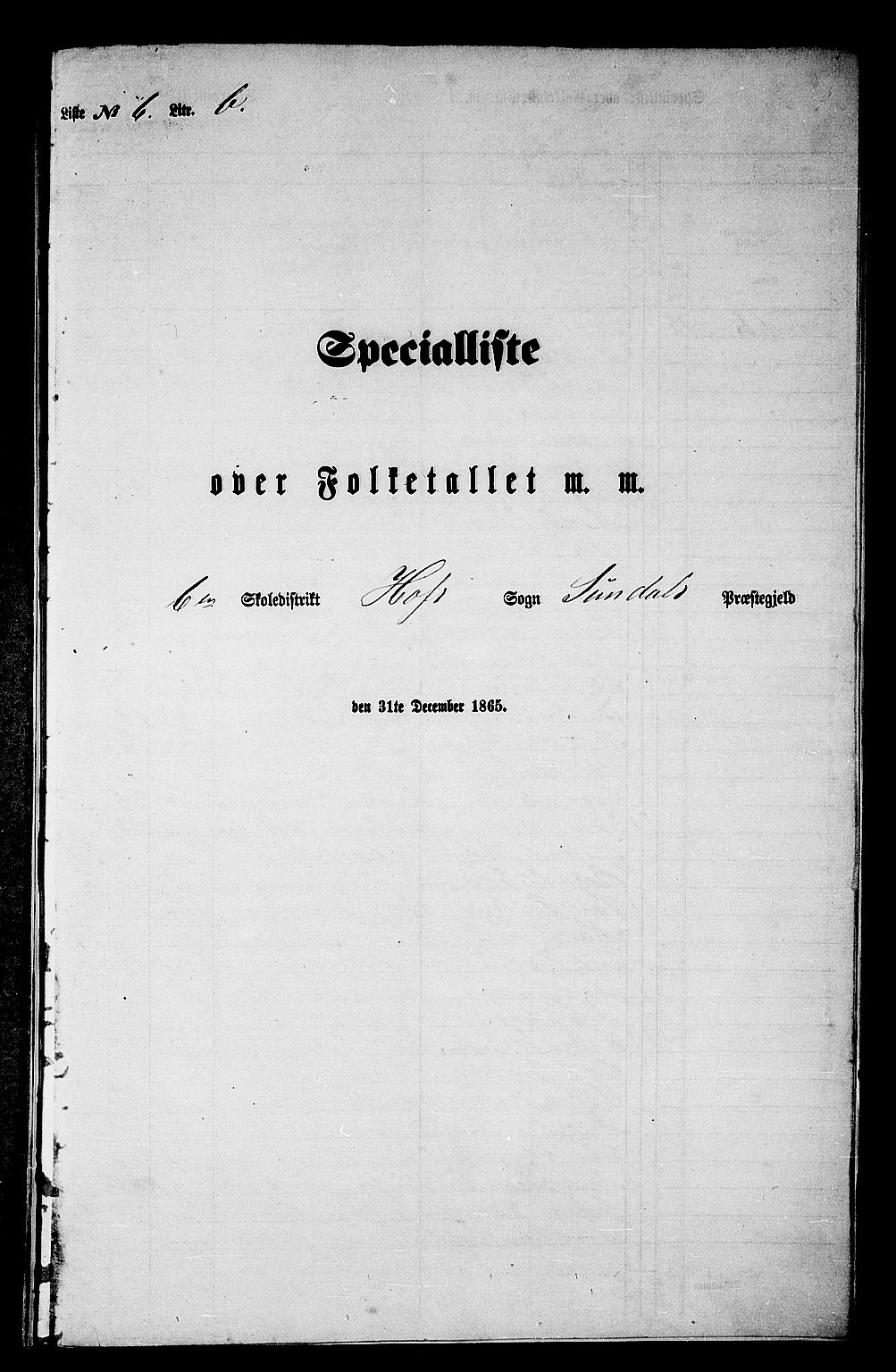 RA, Folketelling 1865 for 1563P Sunndal prestegjeld, 1865, s. 91
