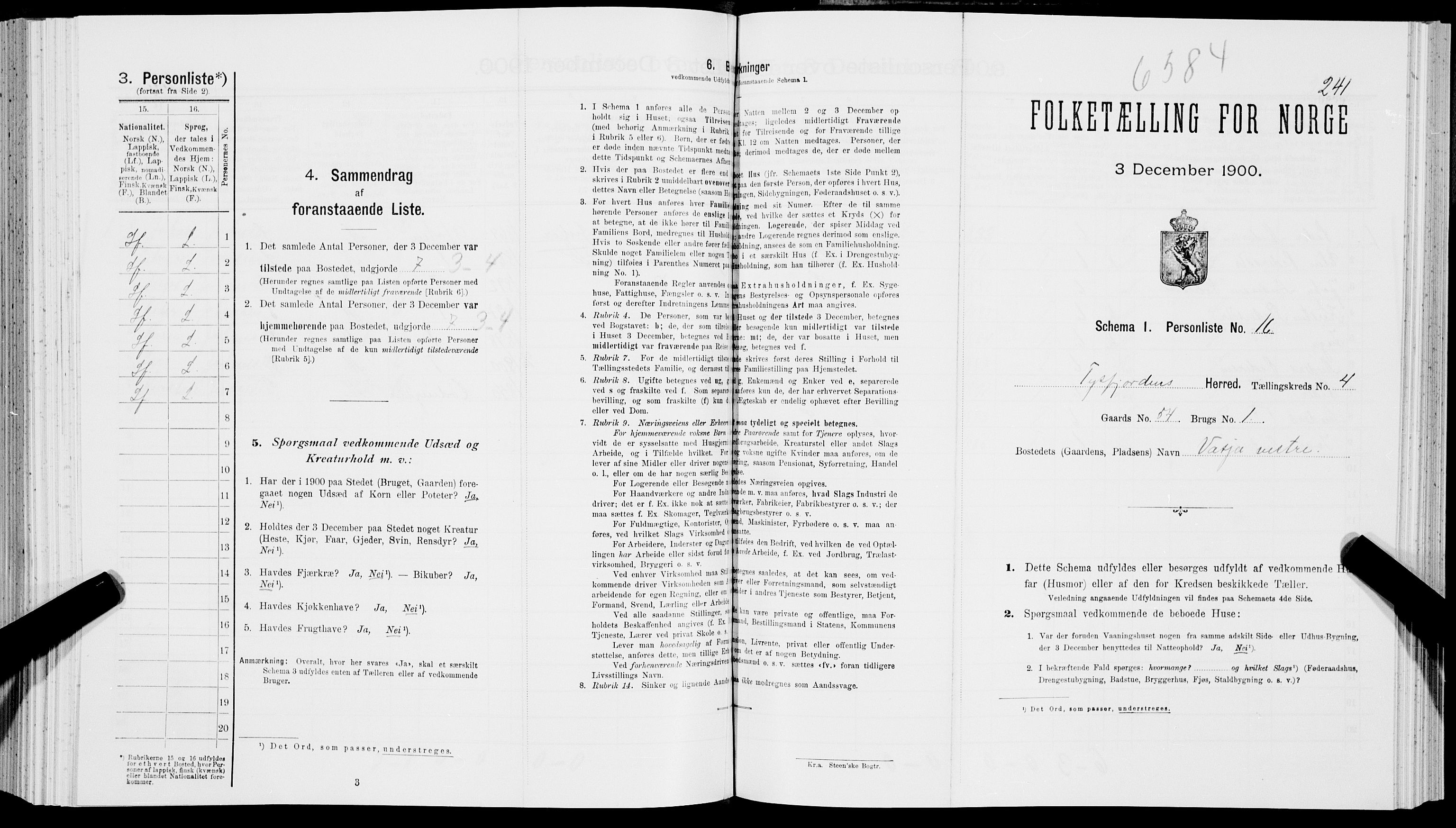 SAT, Folketelling 1900 for 1850 Tysfjord herred, 1900, s. 537
