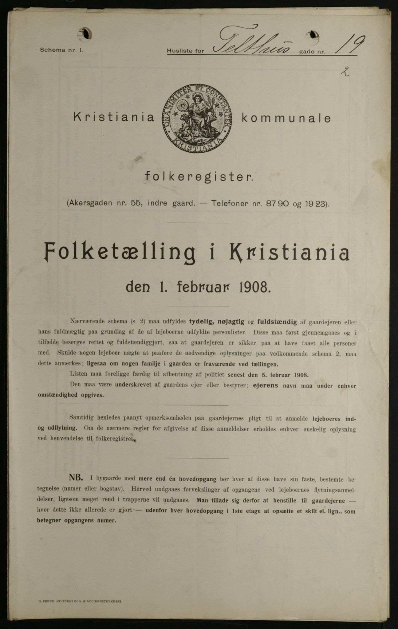 OBA, Kommunal folketelling 1.2.1908 for Kristiania kjøpstad, 1908, s. 96757