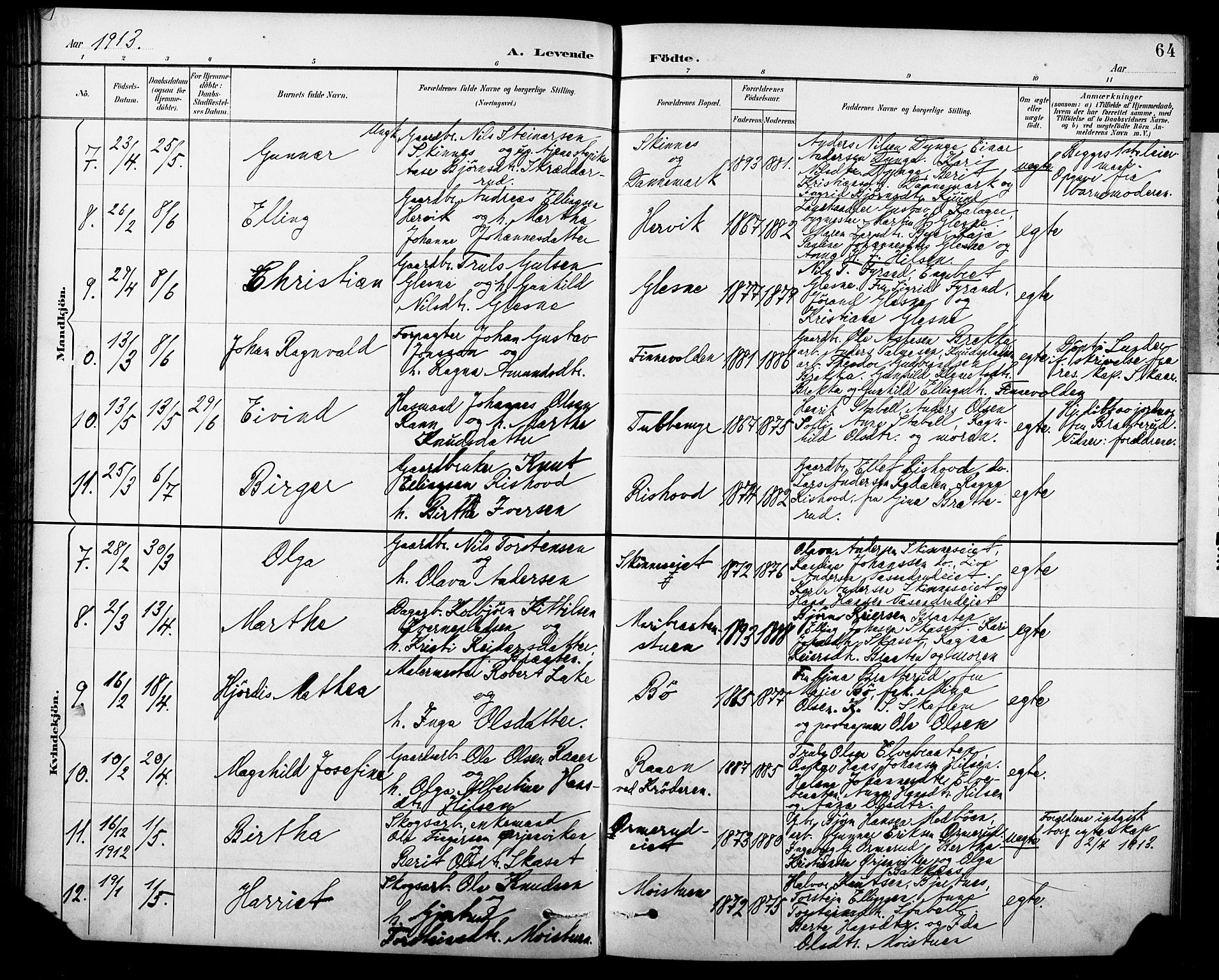 Krødsherad kirkebøker, AV/SAKO-A-19/G/Ga/L0002: Klokkerbok nr. 2, 1894-1918, s. 64