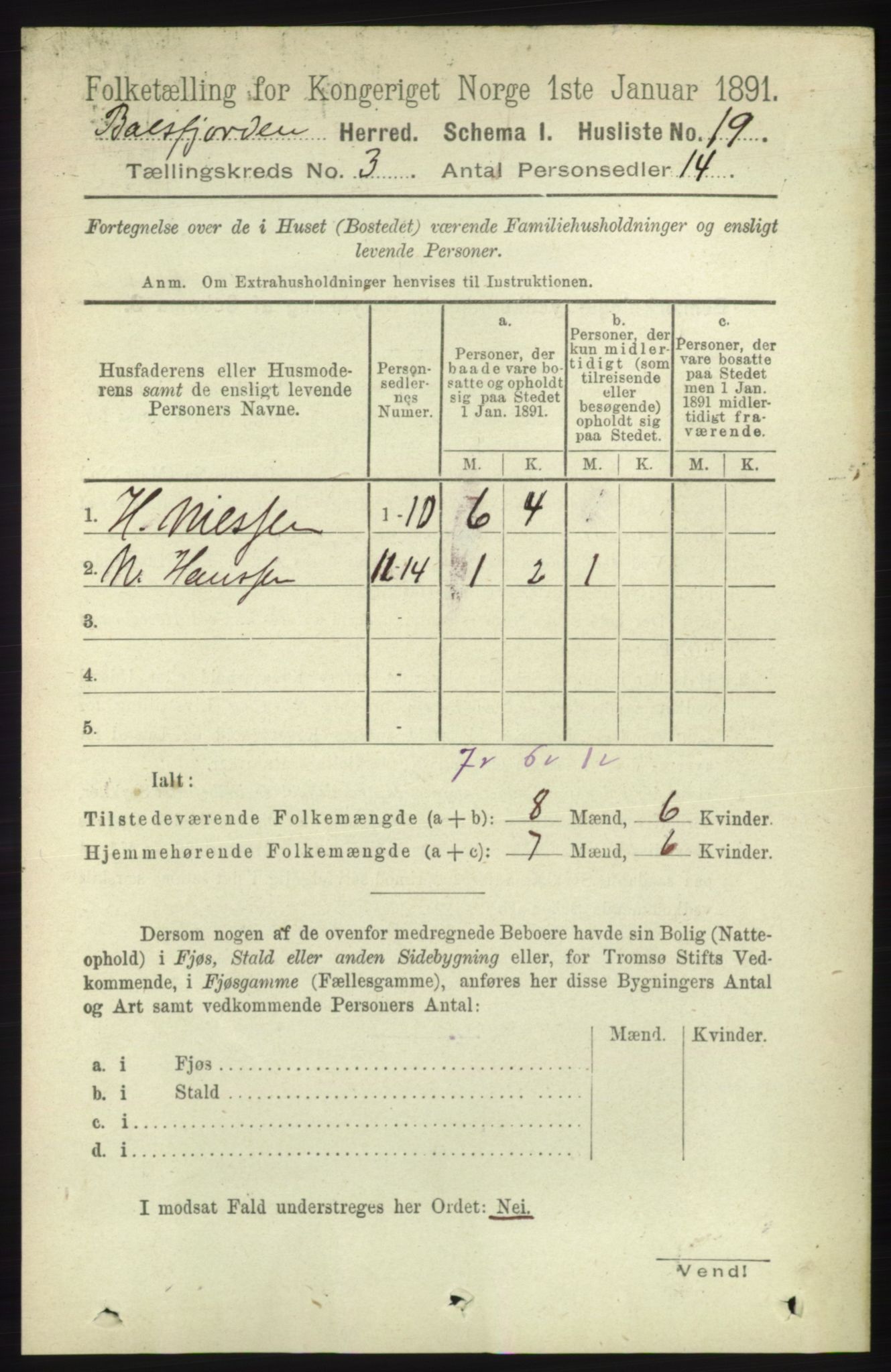 RA, Folketelling 1891 for 1933 Balsfjord herred, 1891, s. 838