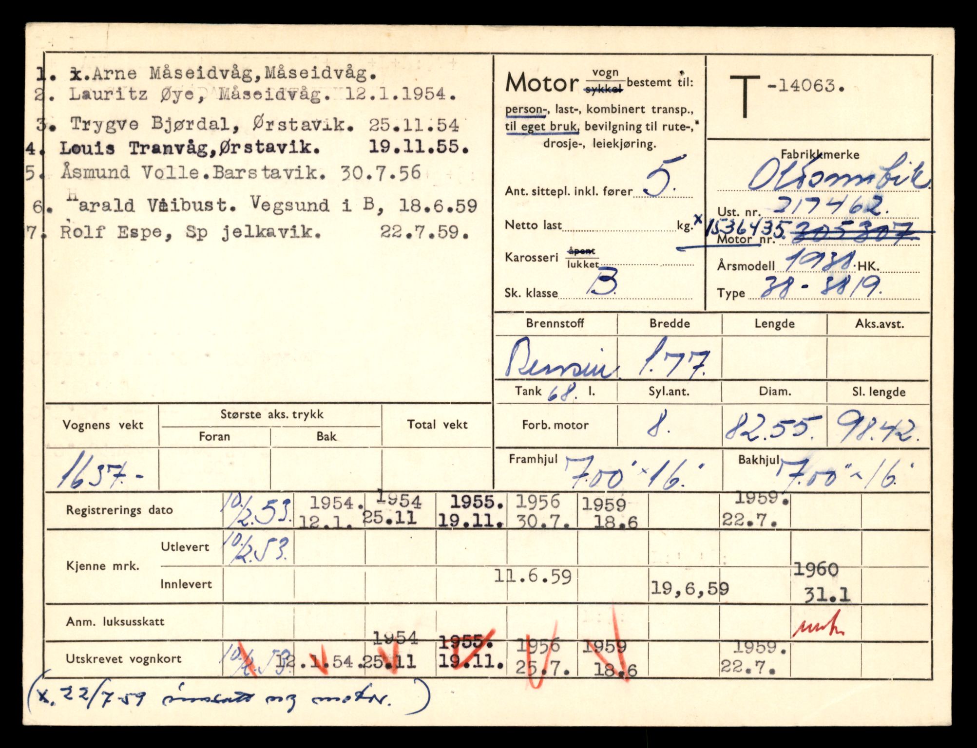 Møre og Romsdal vegkontor - Ålesund trafikkstasjon, AV/SAT-A-4099/F/Fe/L0042: Registreringskort for kjøretøy T 13906 - T 14079, 1927-1998, s. 2755