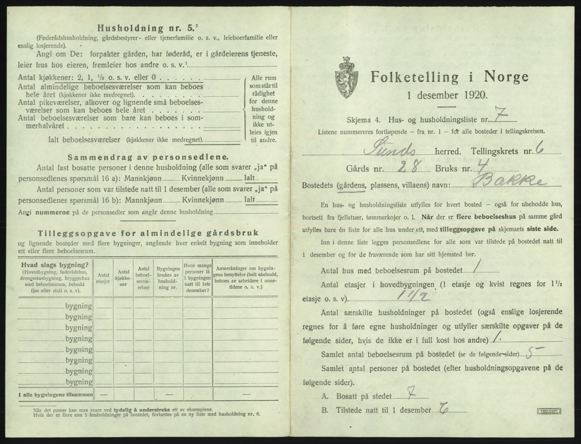 SAB, Folketelling 1920 for 1245 Sund herred, 1920, s. 517