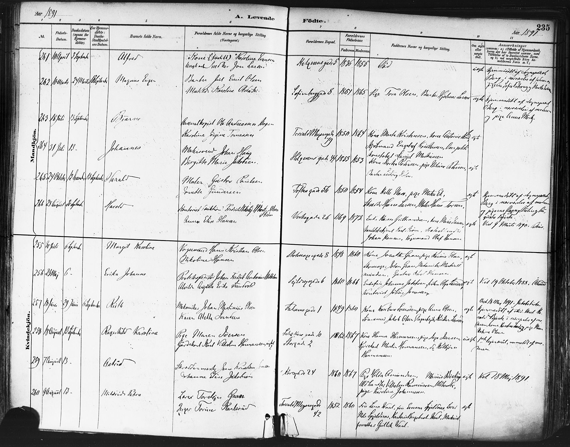 Paulus prestekontor Kirkebøker, AV/SAO-A-10871/F/Fa/L0013: Ministerialbok nr. 13, 1887-1894, s. 235