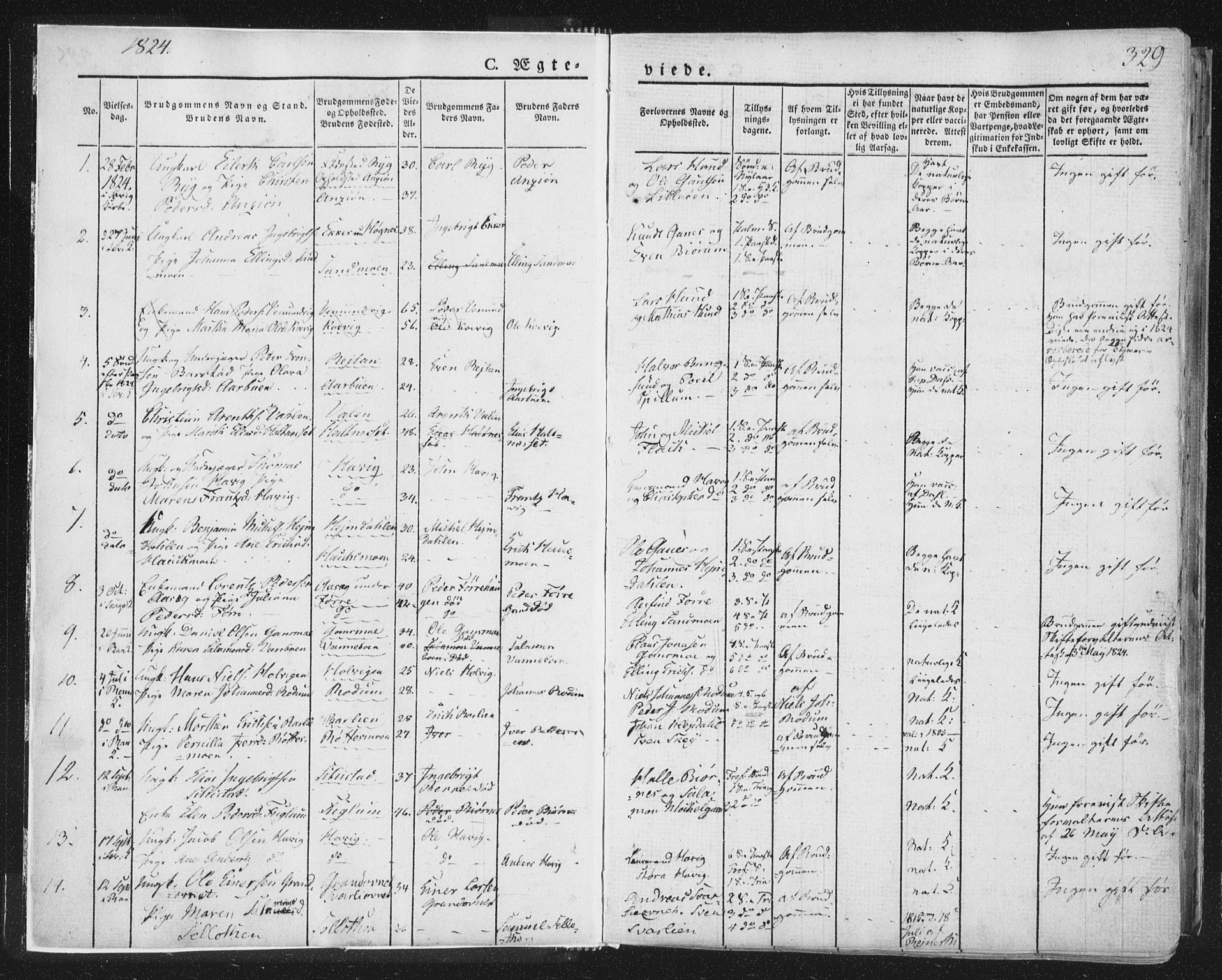 Ministerialprotokoller, klokkerbøker og fødselsregistre - Nord-Trøndelag, AV/SAT-A-1458/764/L0552: Ministerialbok nr. 764A07b, 1824-1865, s. 329