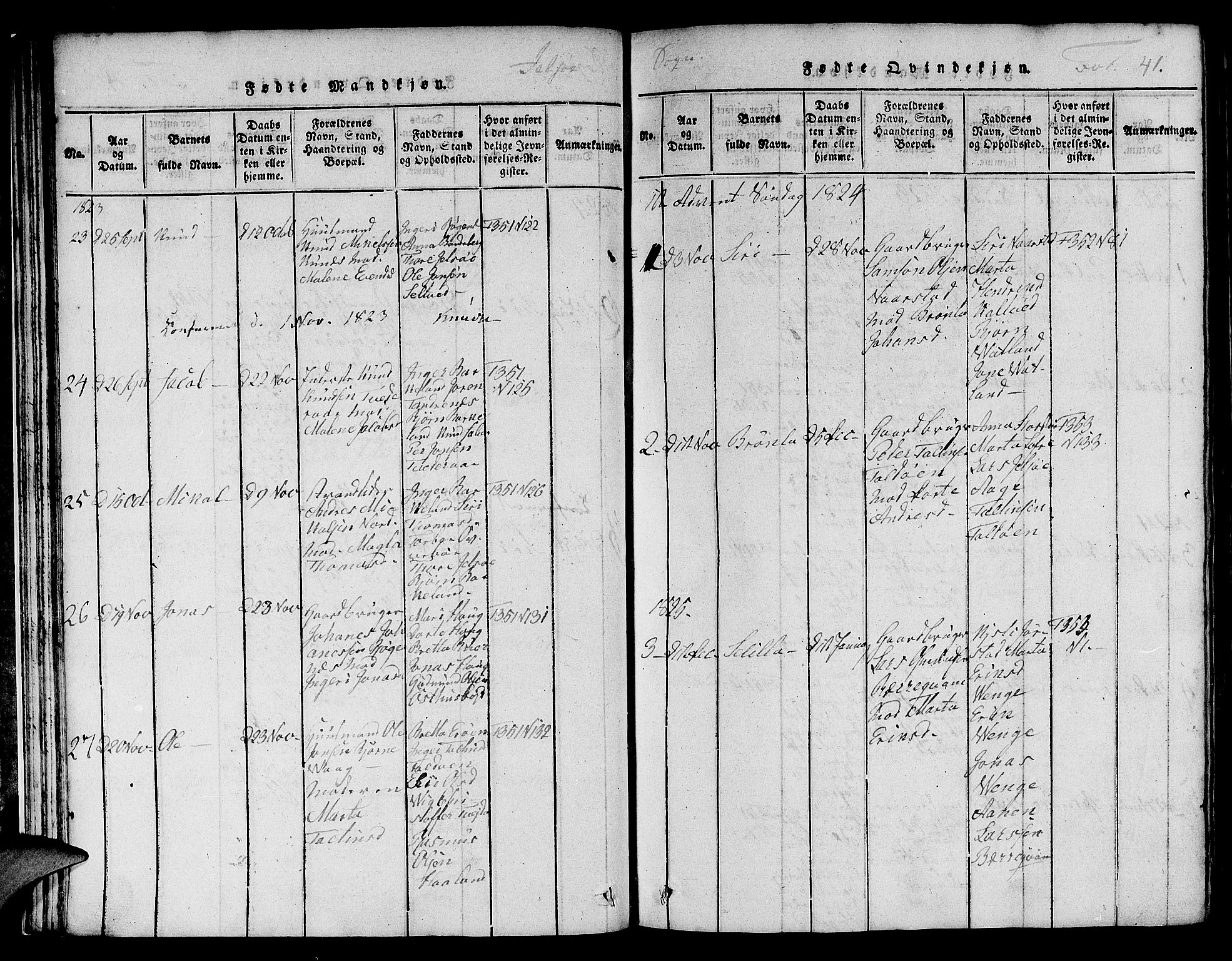 Jelsa sokneprestkontor, AV/SAST-A-101842/01/V: Klokkerbok nr. B 1 /1, 1816-1828, s. 41