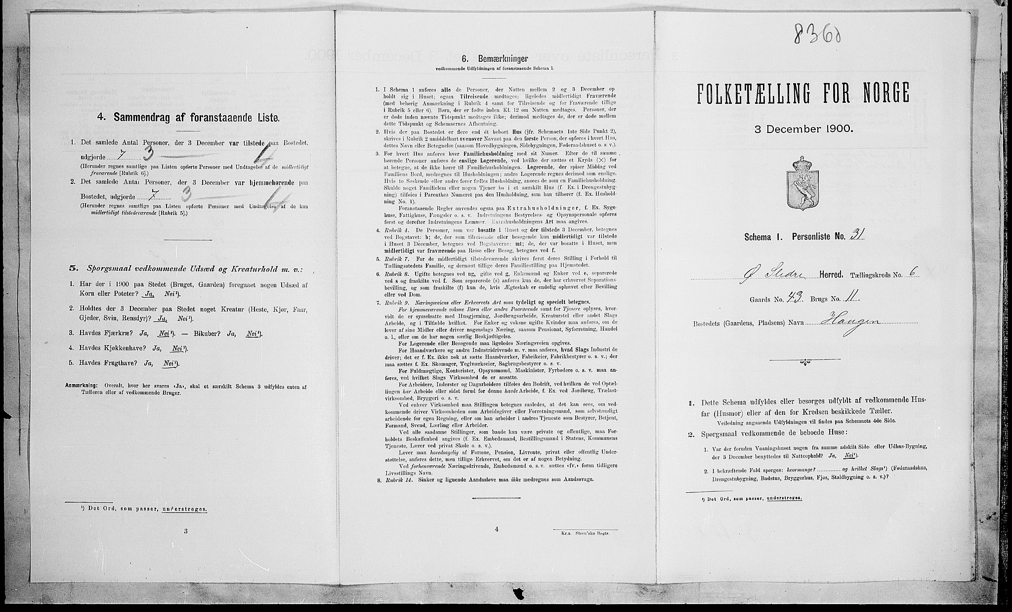 SAH, Folketelling 1900 for 0544 Øystre Slidre herred, 1900, s. 609