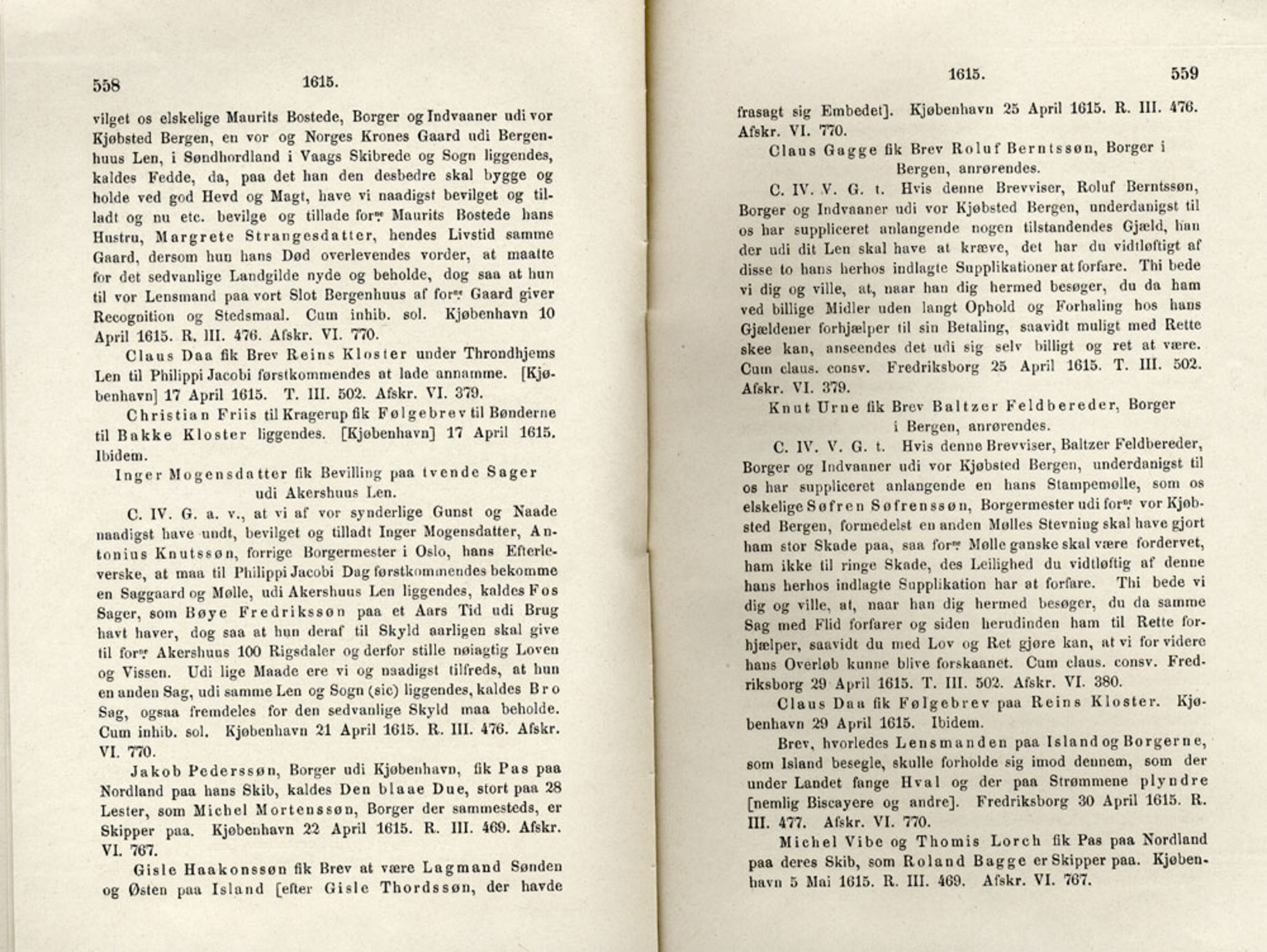 Publikasjoner utgitt av Det Norske Historiske Kildeskriftfond, PUBL/-/-/-: Norske Rigs-Registranter, bind 4, 1603-1618, s. 558-559