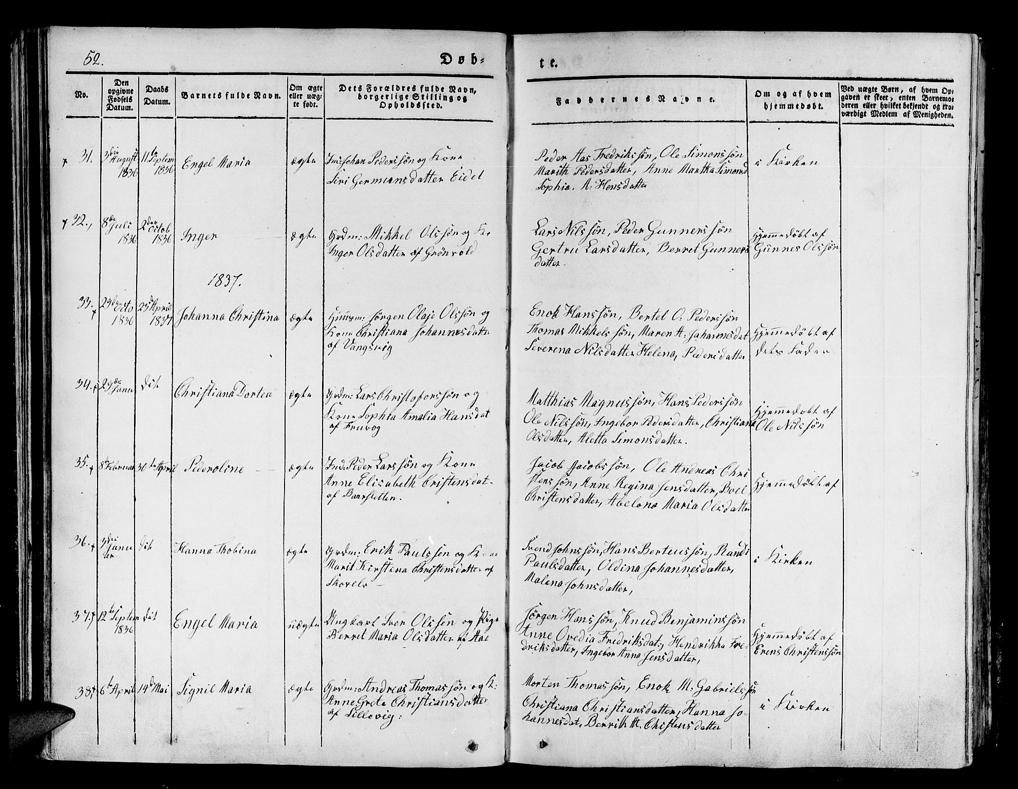 Tranøy sokneprestkontor, SATØ/S-1313/I/Ia/Iaa/L0005kirke: Ministerialbok nr. 5, 1829-1844, s. 52