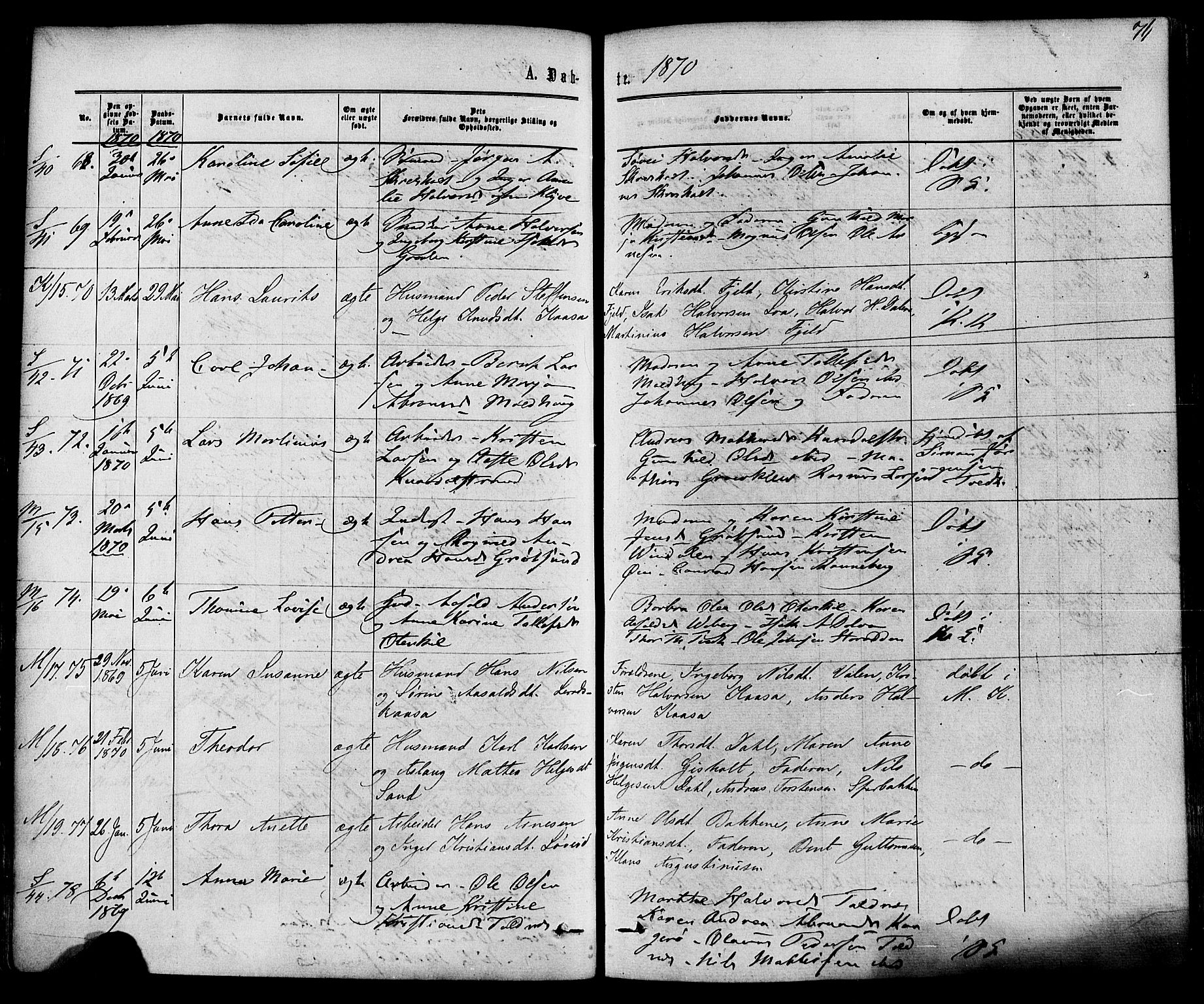 Solum kirkebøker, AV/SAKO-A-306/F/Fa/L0008: Ministerialbok nr. I 8, 1865-1876, s. 76
