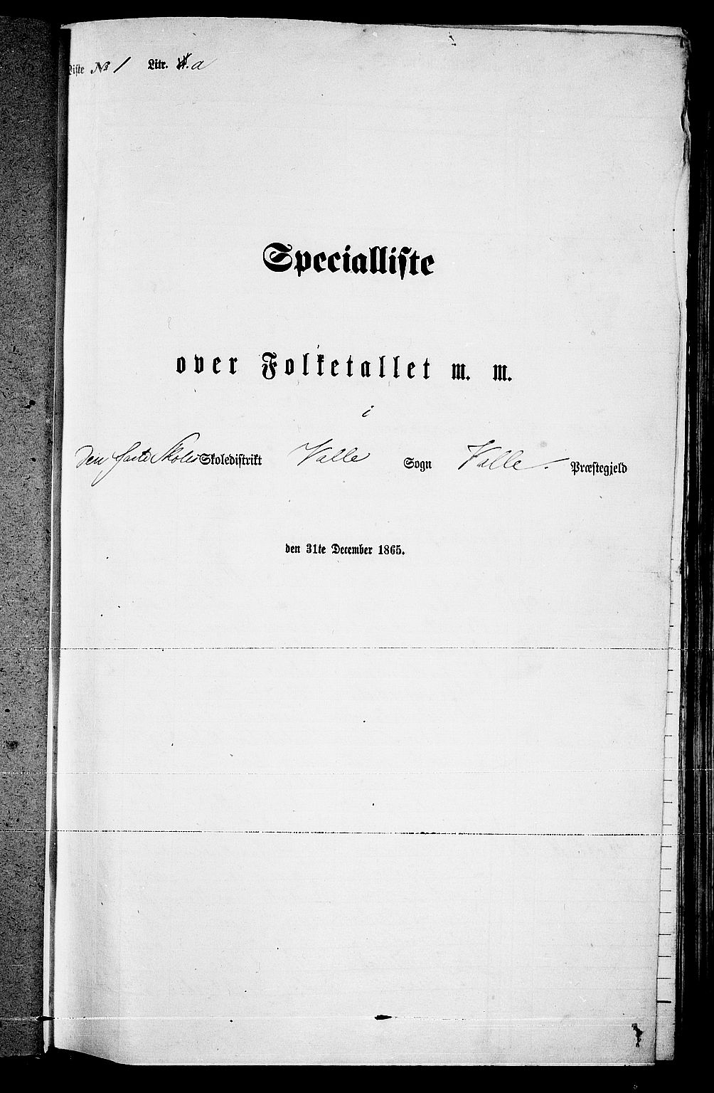 RA, Folketelling 1865 for 0940P Valle prestegjeld, 1865, s. 10