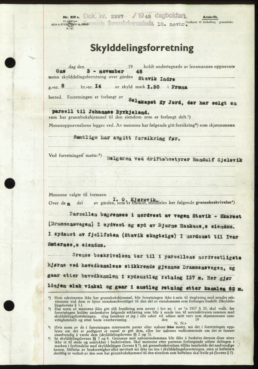 Romsdal sorenskriveri, SAT/A-4149/1/2/2C: Pantebok nr. A27, 1948-1948, Dagboknr: 2997/1948
