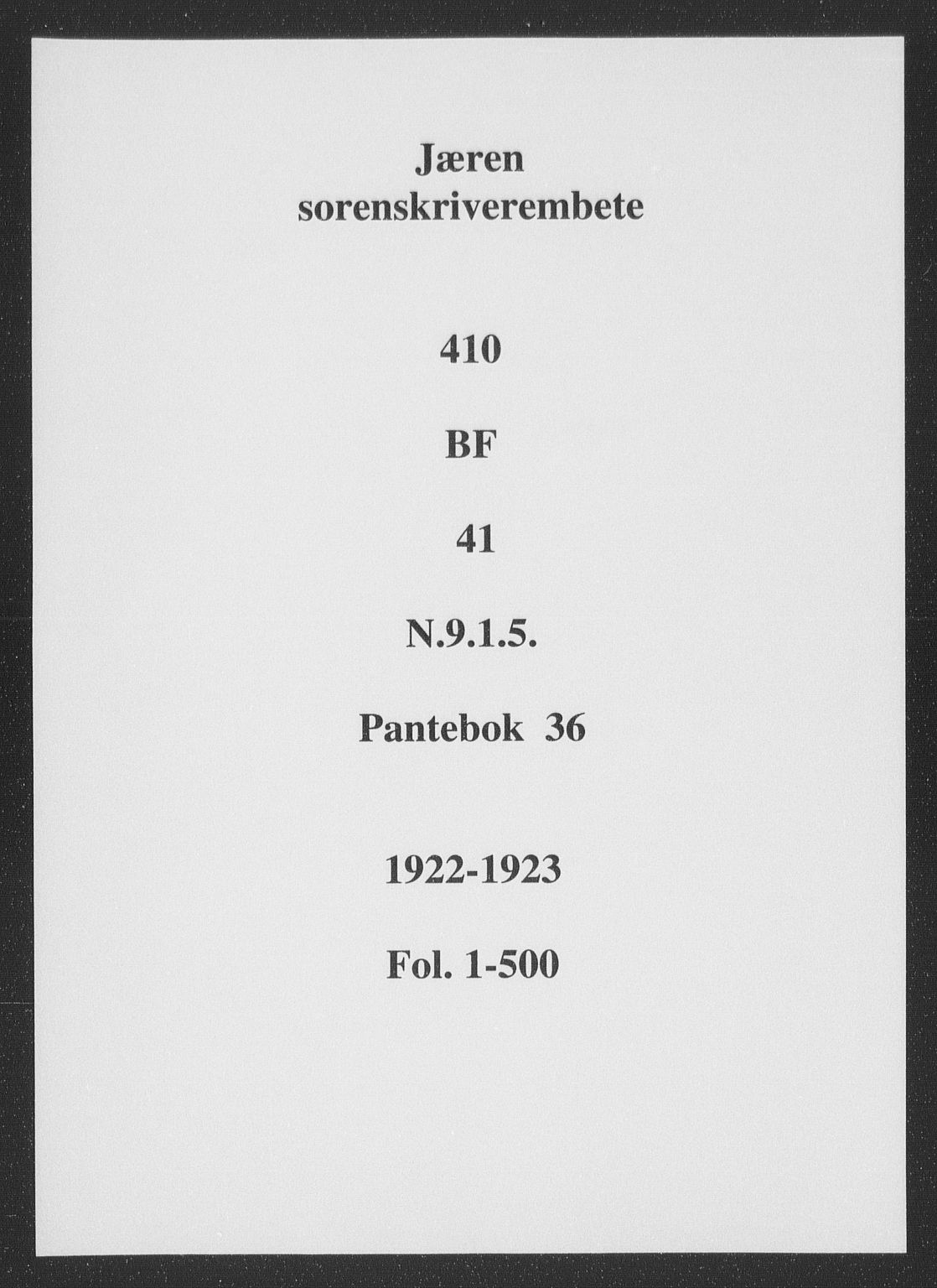 Jæren sorenskriveri, SAST/A-100310/01/4/41/41BF/L0041: Pantebok nr. 36a, 1922-1923