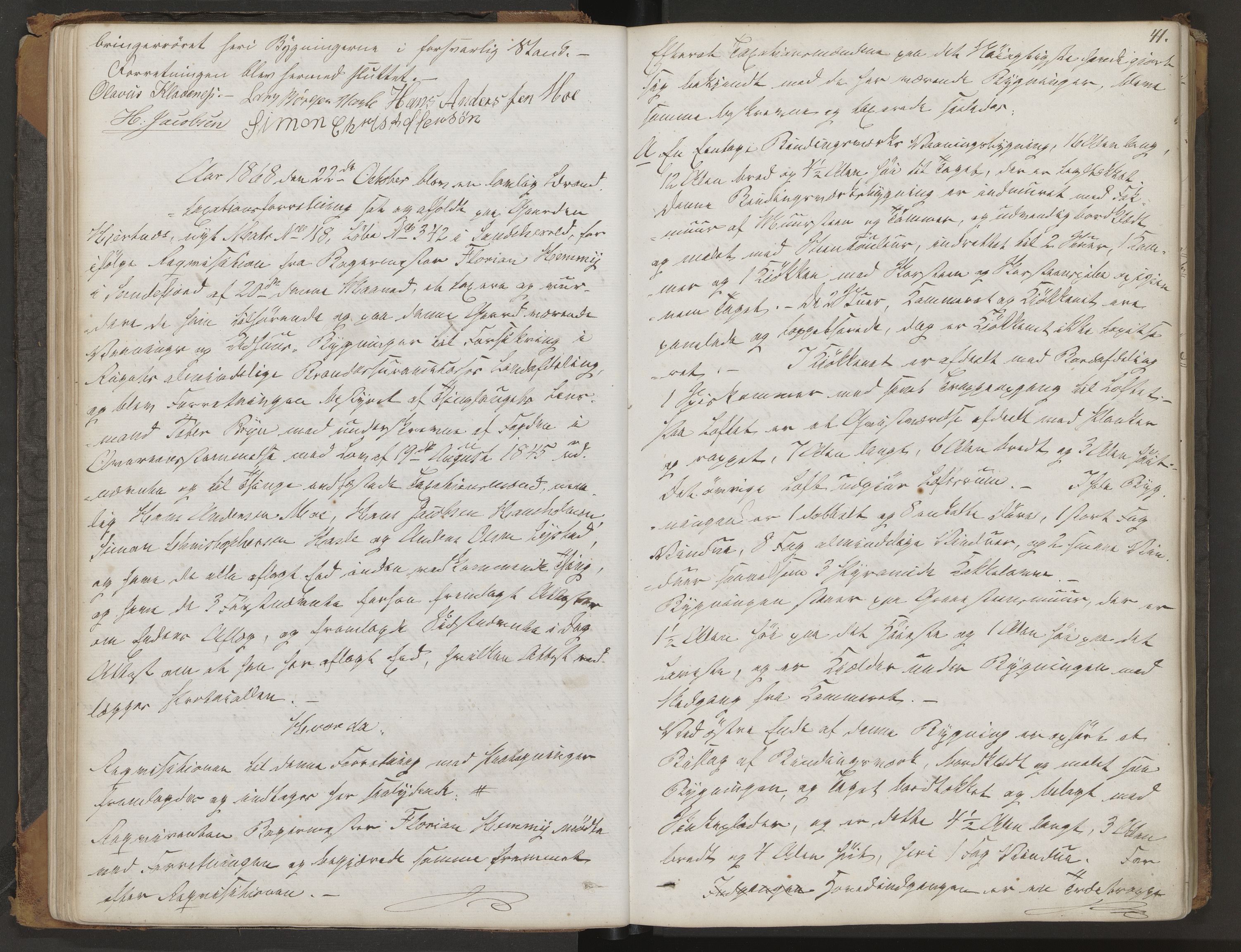 Sandar lensmannskontor, AV/SAKO-A-545/Y/Yc/Yca/L0002: Branntakstprotokoll, 1868-1881, s. 41