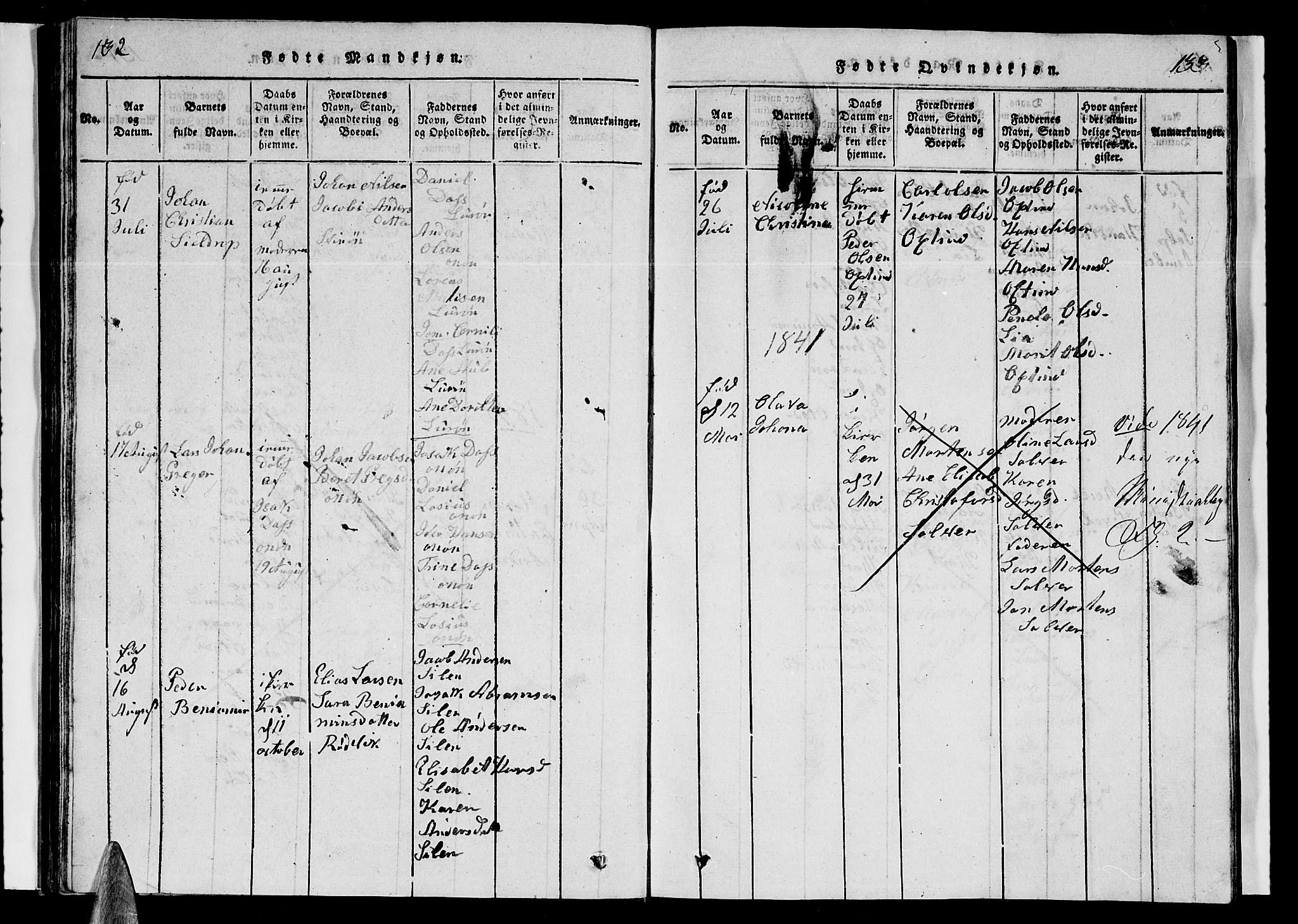 Ministerialprotokoller, klokkerbøker og fødselsregistre - Nordland, AV/SAT-A-1459/839/L0571: Klokkerbok nr. 839C01, 1820-1840, s. 132-133