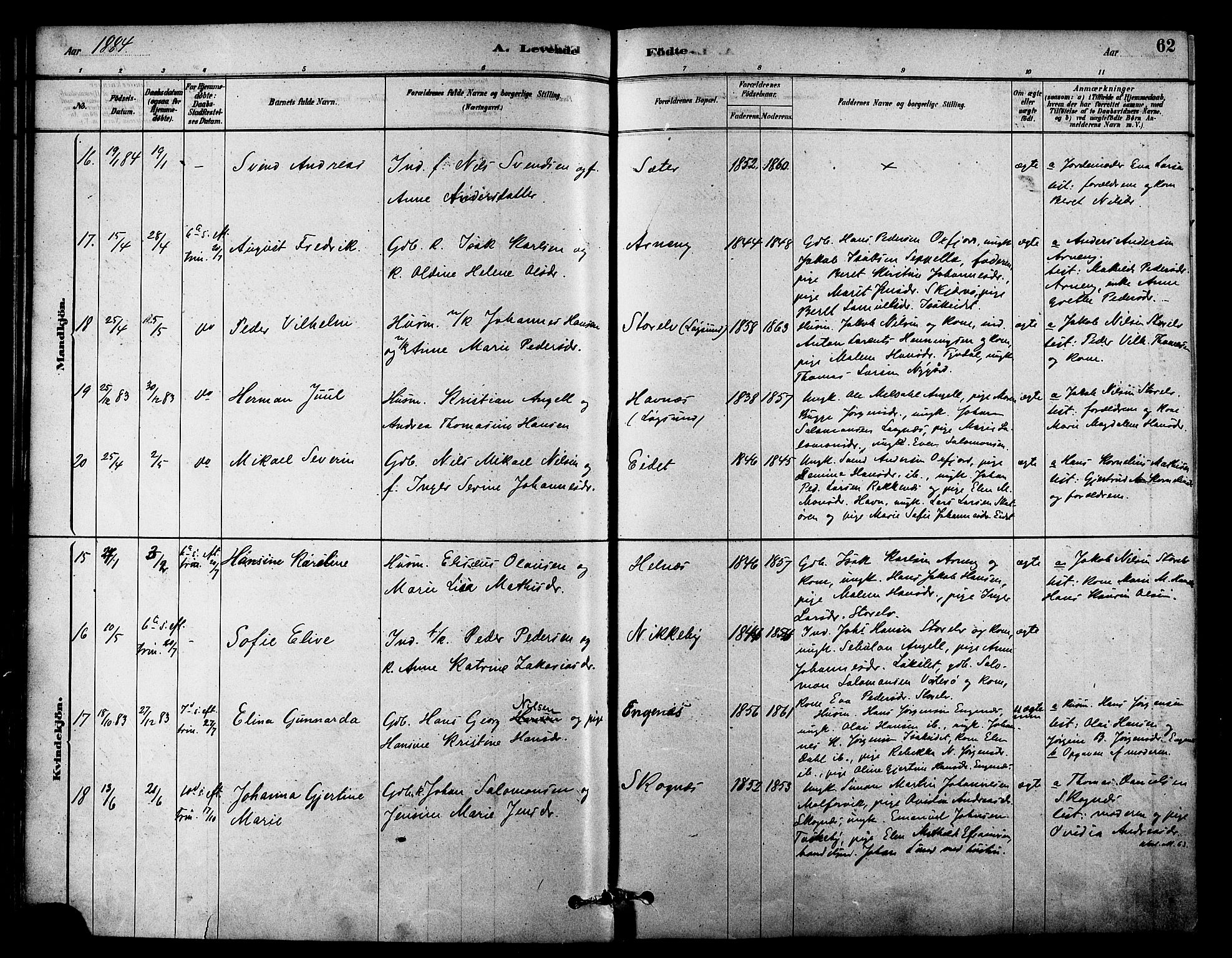 Skjervøy sokneprestkontor, AV/SATØ-S-1300/H/Ha/Haa/L0009kirke: Ministerialbok nr. 9, 1878-1887, s. 62