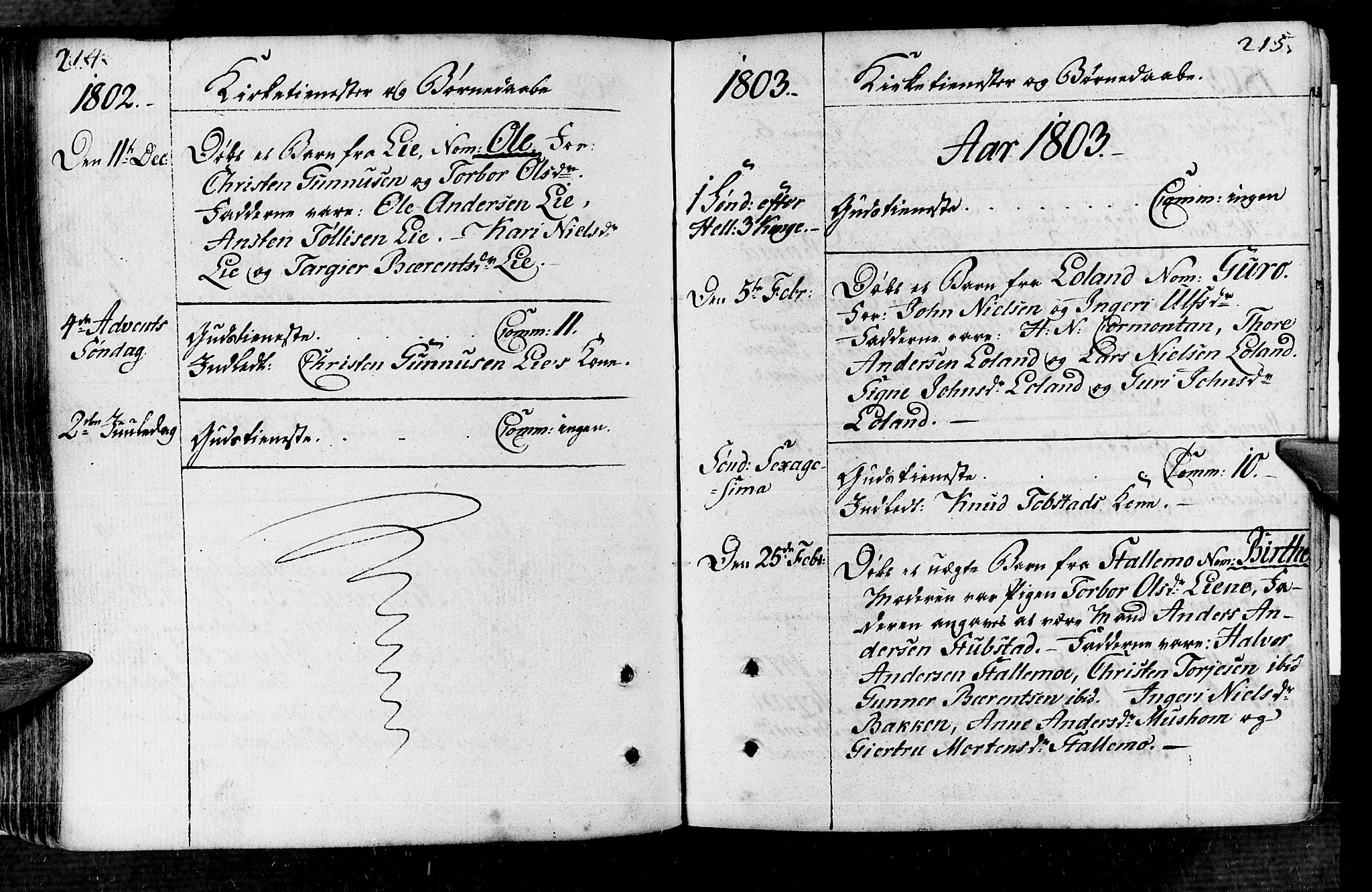 Vennesla sokneprestkontor, SAK/1111-0045/Fa/Fac/L0002: Ministerialbok nr. A 2, 1785-1834, s. 214-215