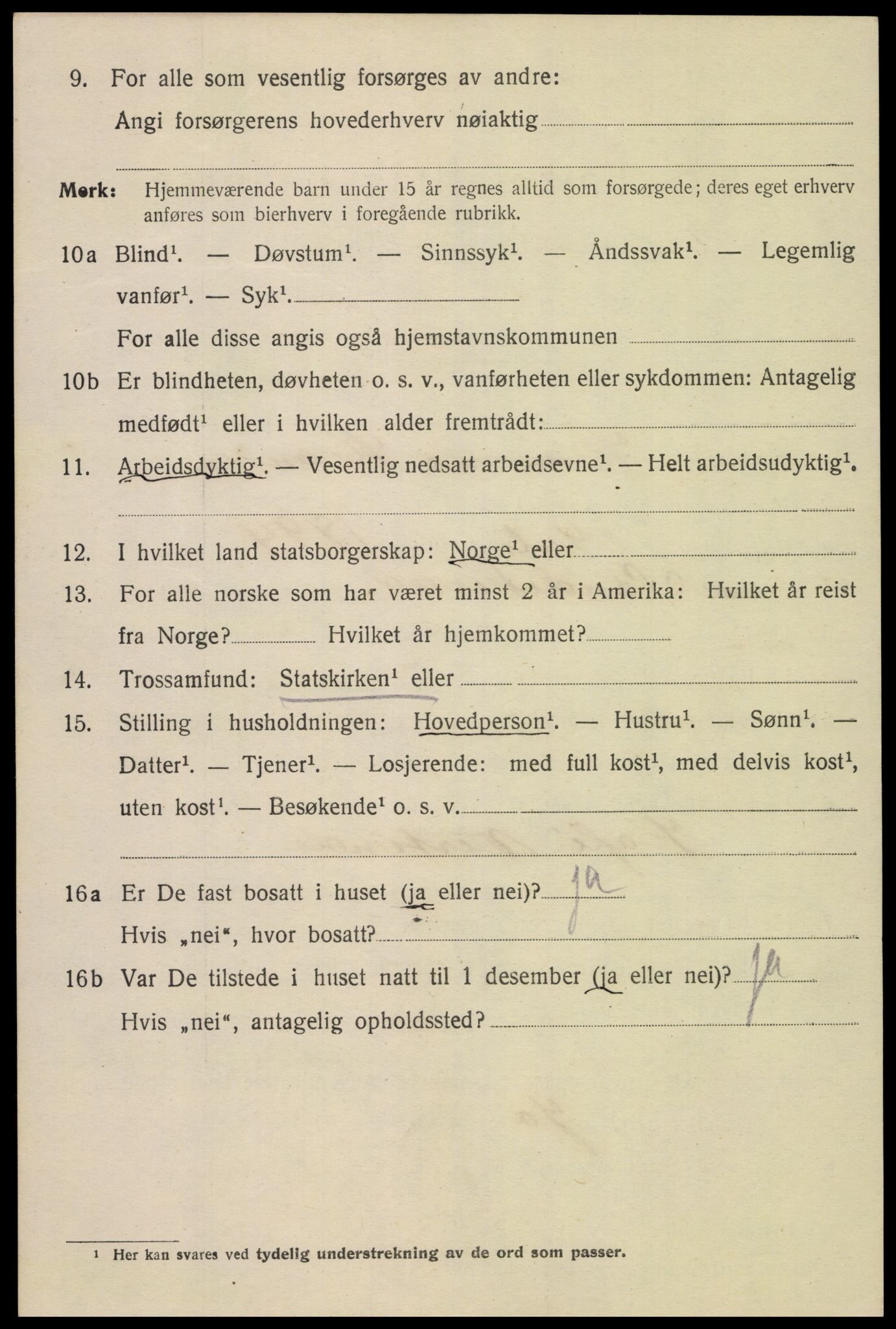 SAK, Folketelling 1920 for 1002 Mandal ladested, 1920, s. 6840