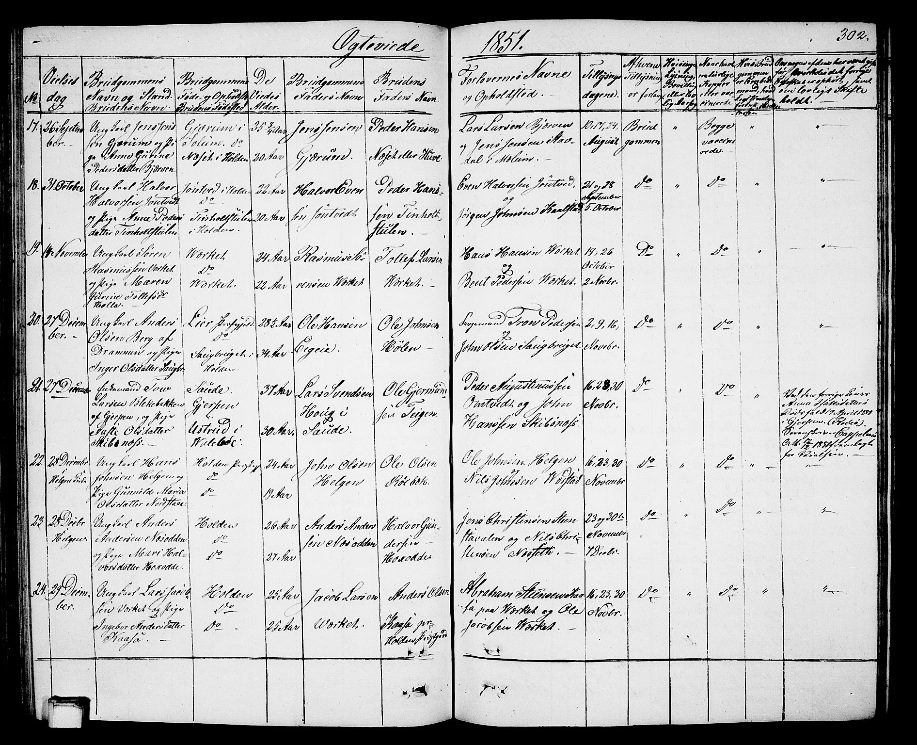 Holla kirkebøker, AV/SAKO-A-272/G/Ga/L0003: Klokkerbok nr. I 3, 1849-1866, s. 302