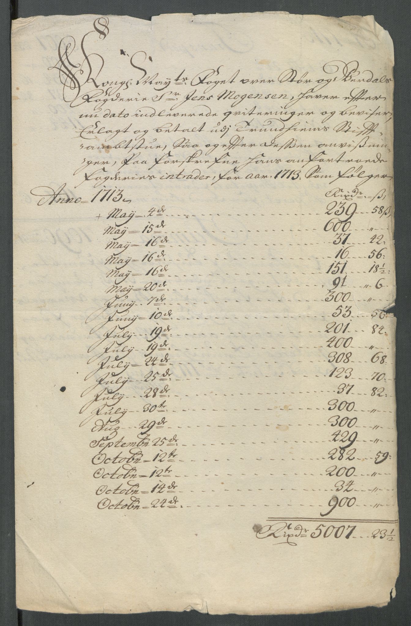 Rentekammeret inntil 1814, Reviderte regnskaper, Fogderegnskap, RA/EA-4092/R62/L4203: Fogderegnskap Stjørdal og Verdal, 1713, s. 312