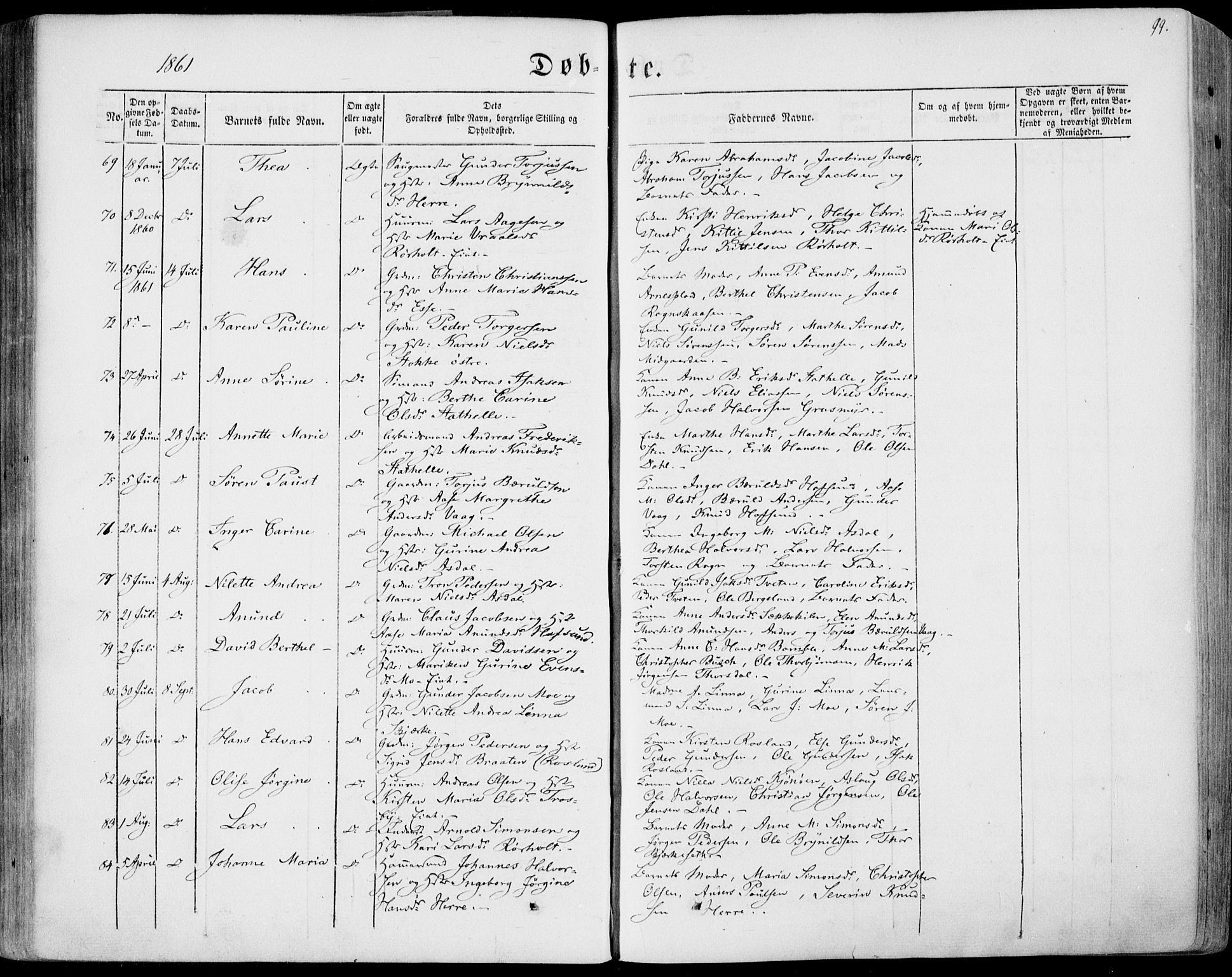 Bamble kirkebøker, AV/SAKO-A-253/F/Fa/L0005: Ministerialbok nr. I 5, 1854-1869, s. 99
