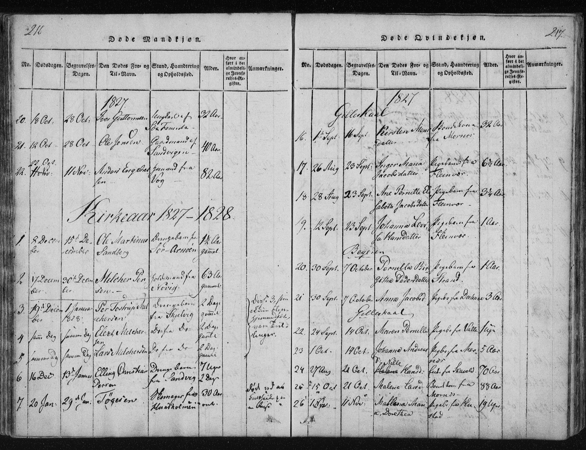 Ministerialprotokoller, klokkerbøker og fødselsregistre - Nordland, AV/SAT-A-1459/805/L0096: Ministerialbok nr. 805A03, 1820-1837, s. 216-217