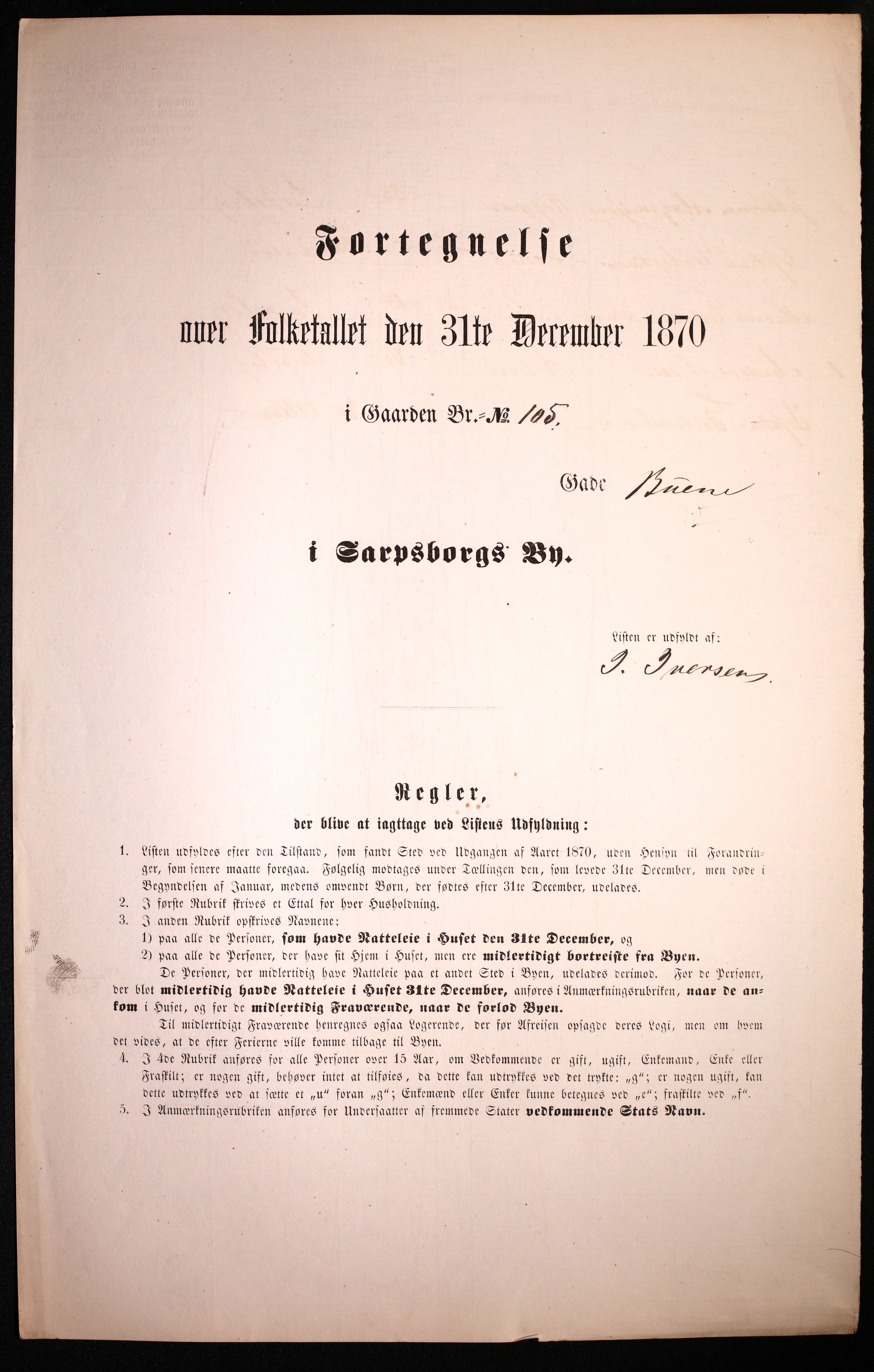 RA, Folketelling 1870 for 0102 Sarpsborg kjøpstad, 1870, s. 411