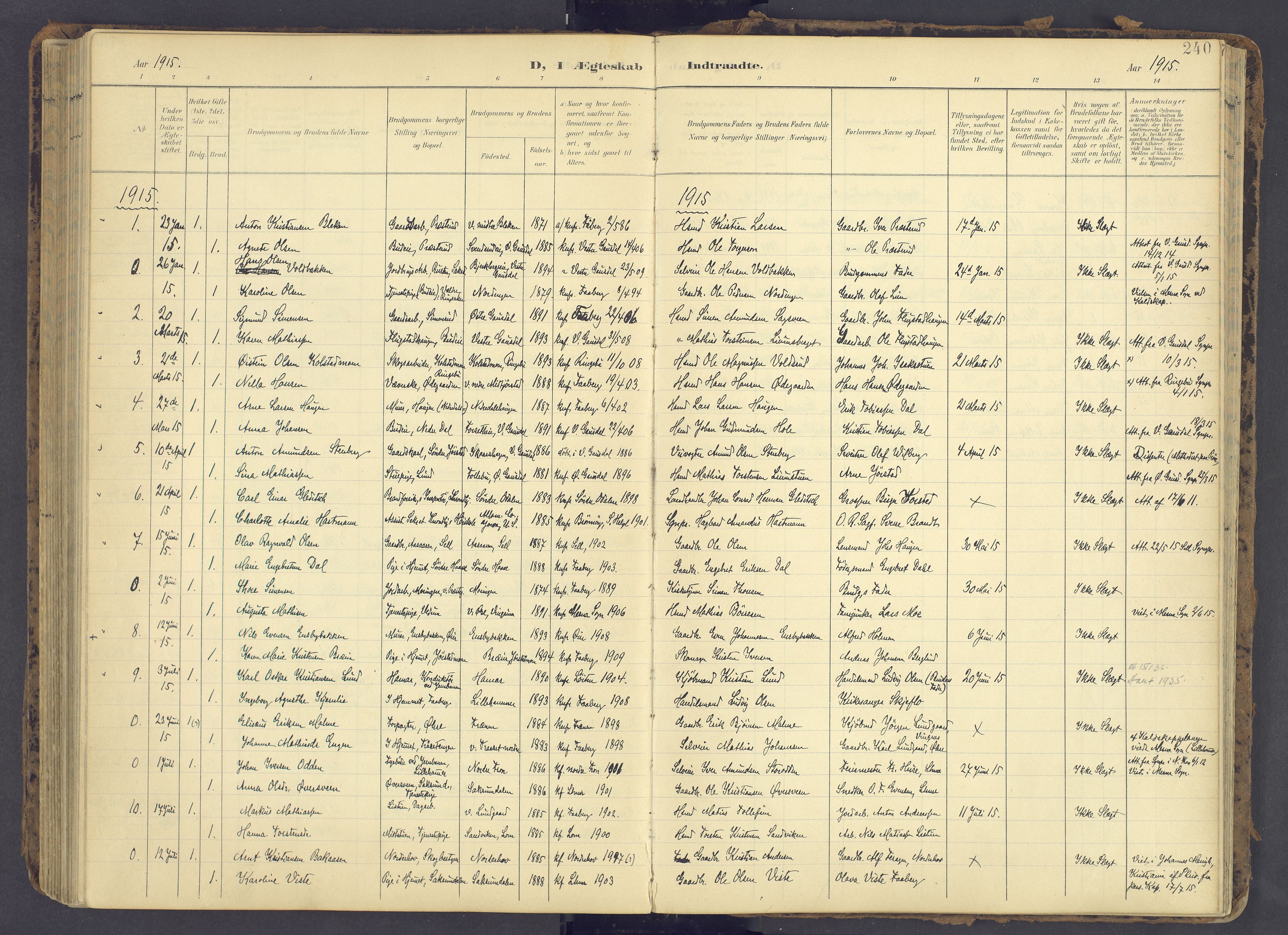 Fåberg prestekontor, AV/SAH-PREST-086/H/Ha/Haa/L0012: Ministerialbok nr. 12, 1899-1915, s. 240