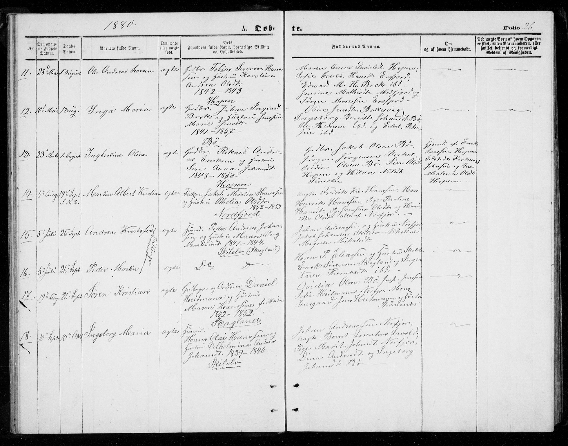 Berg sokneprestkontor, AV/SATØ-S-1318/G/Ga/Gab/L0003klokker: Klokkerbok nr. 3, 1874-1886, s. 26