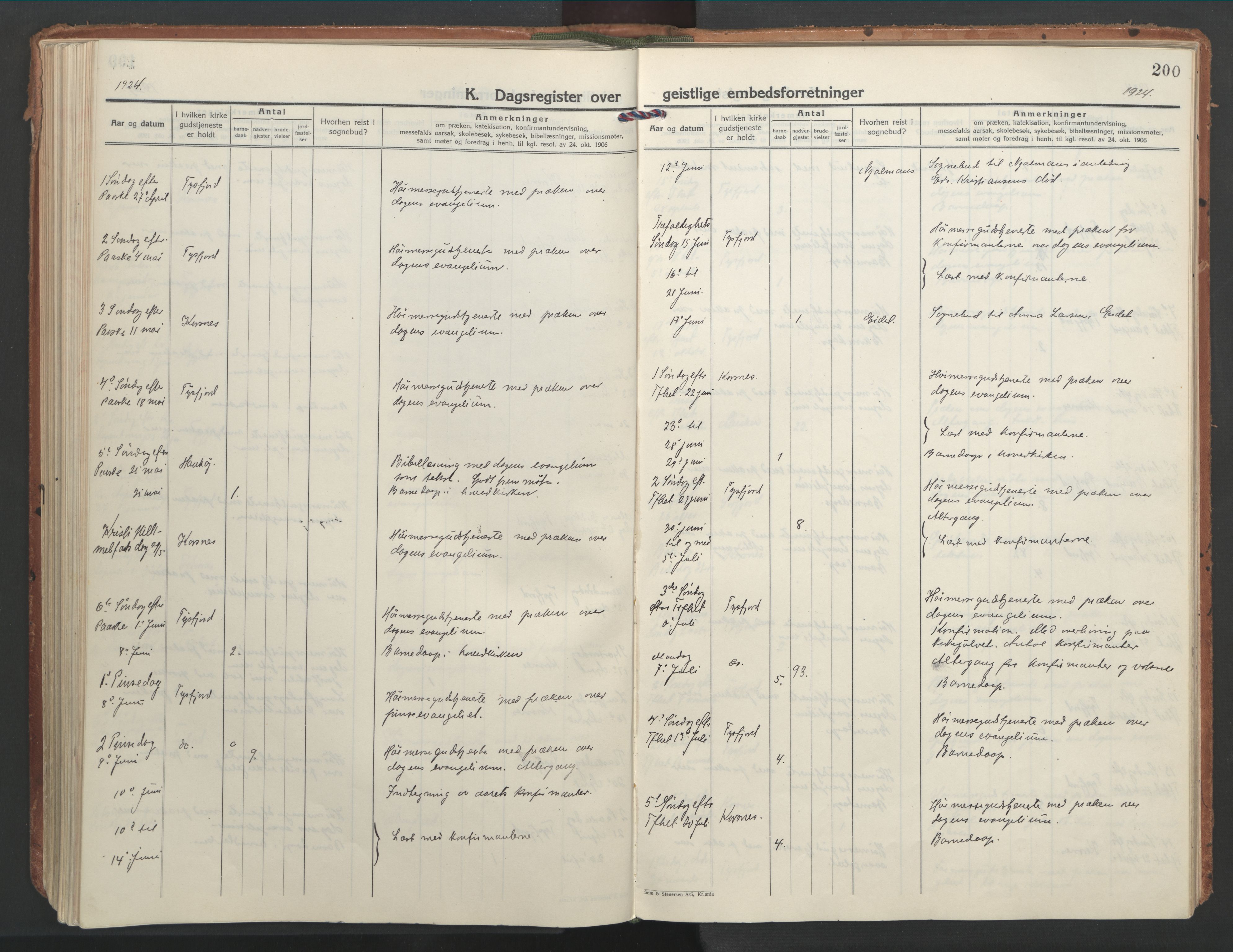 Ministerialprotokoller, klokkerbøker og fødselsregistre - Nordland, AV/SAT-A-1459/861/L0873: Ministerialbok nr. 861A08, 1923-1932, s. 200
