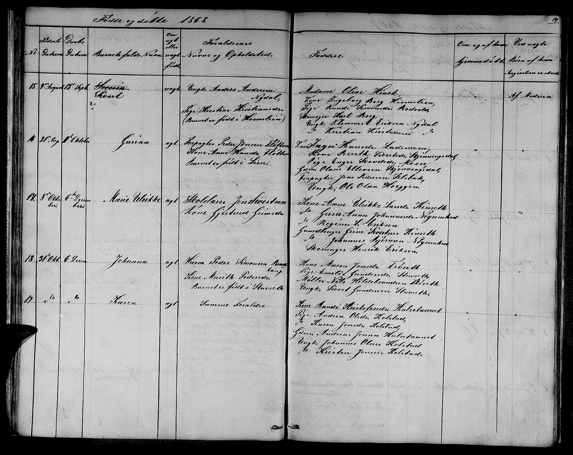 Ministerialprotokoller, klokkerbøker og fødselsregistre - Sør-Trøndelag, AV/SAT-A-1456/611/L0353: Klokkerbok nr. 611C01, 1854-1881, s. 19