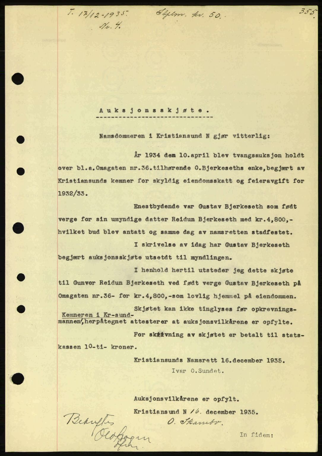 Kristiansund byfogd, SAT/A-4587/A/27: Pantebok nr. 28, 1934-1936, Tingl.dato: 17.12.1935