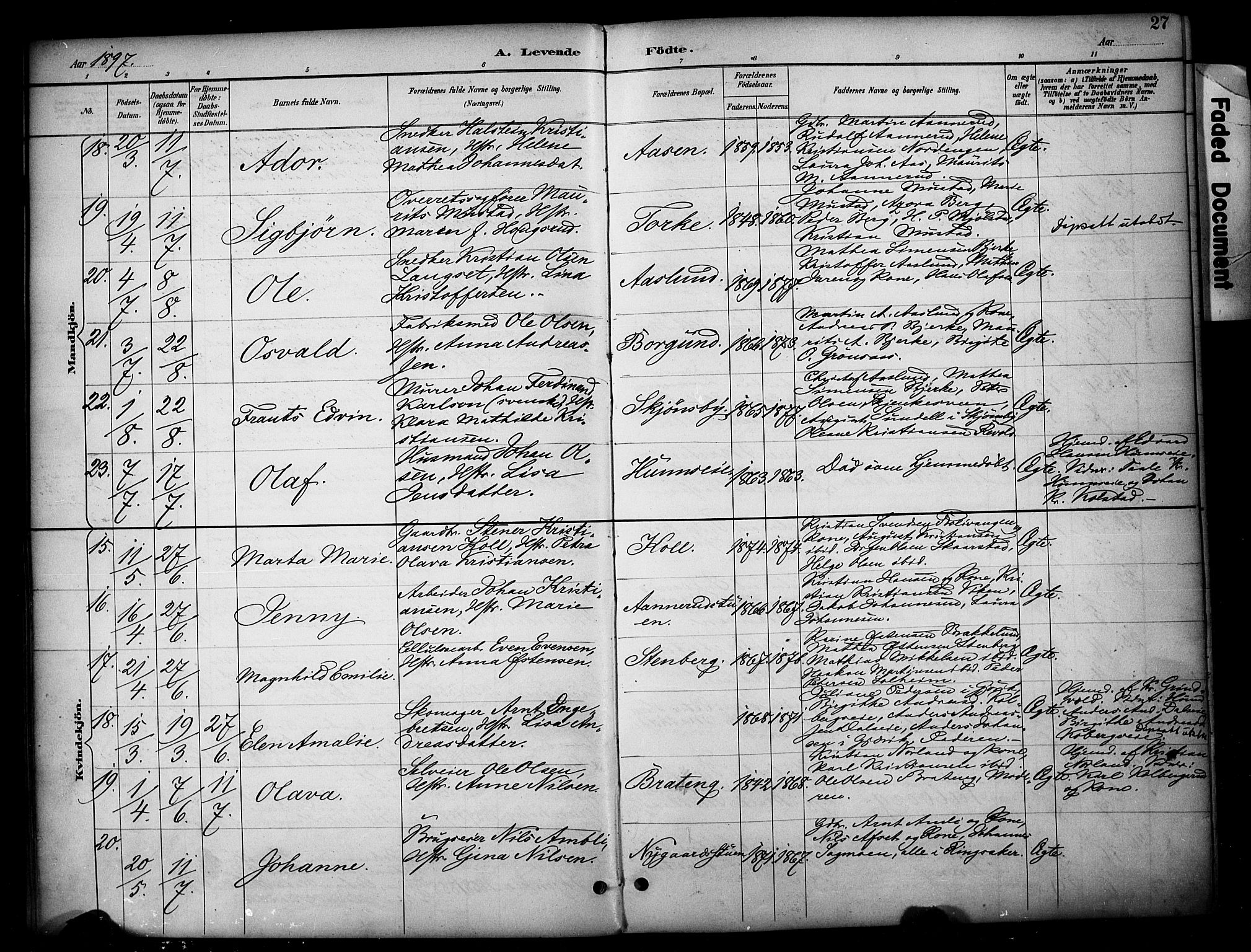 Vardal prestekontor, AV/SAH-PREST-100/H/Ha/Haa/L0012: Ministerialbok nr. 12, 1893-1904, s. 27