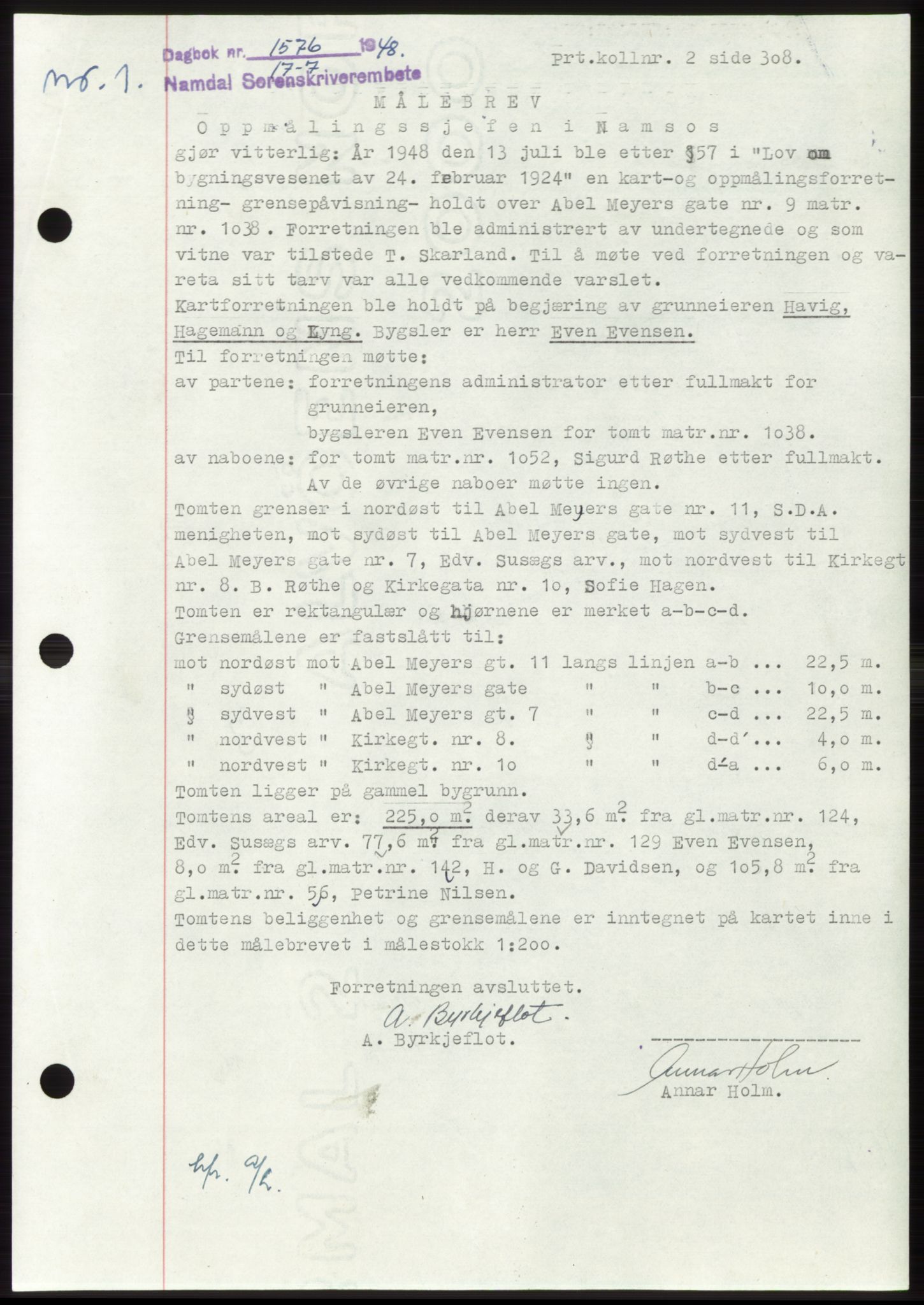 Namdal sorenskriveri, SAT/A-4133/1/2/2C: Pantebok nr. -, 1948-1948, Dagboknr: 1576/1948