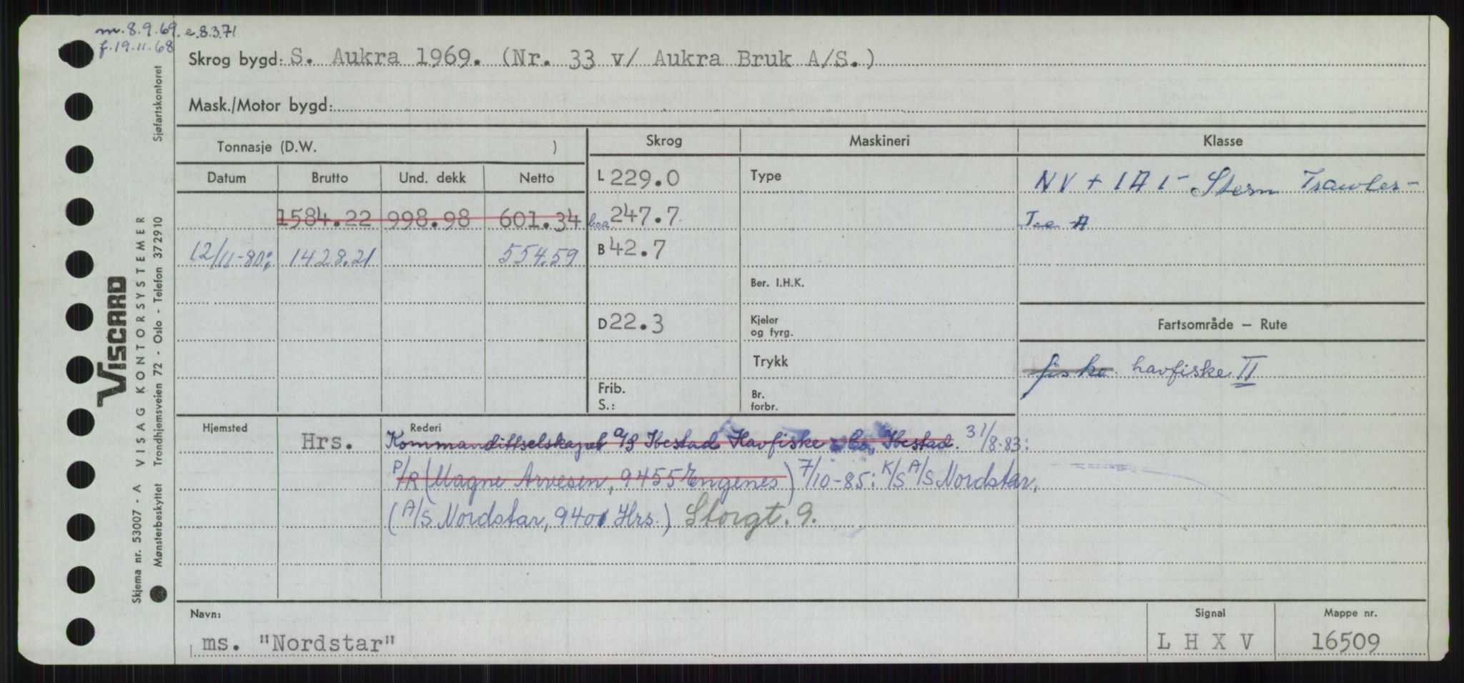 Sjøfartsdirektoratet med forløpere, Skipsmålingen, RA/S-1627/H/Ha/L0004/0001: Fartøy, Mas-R / Fartøy, Mas-Odd, s. 699