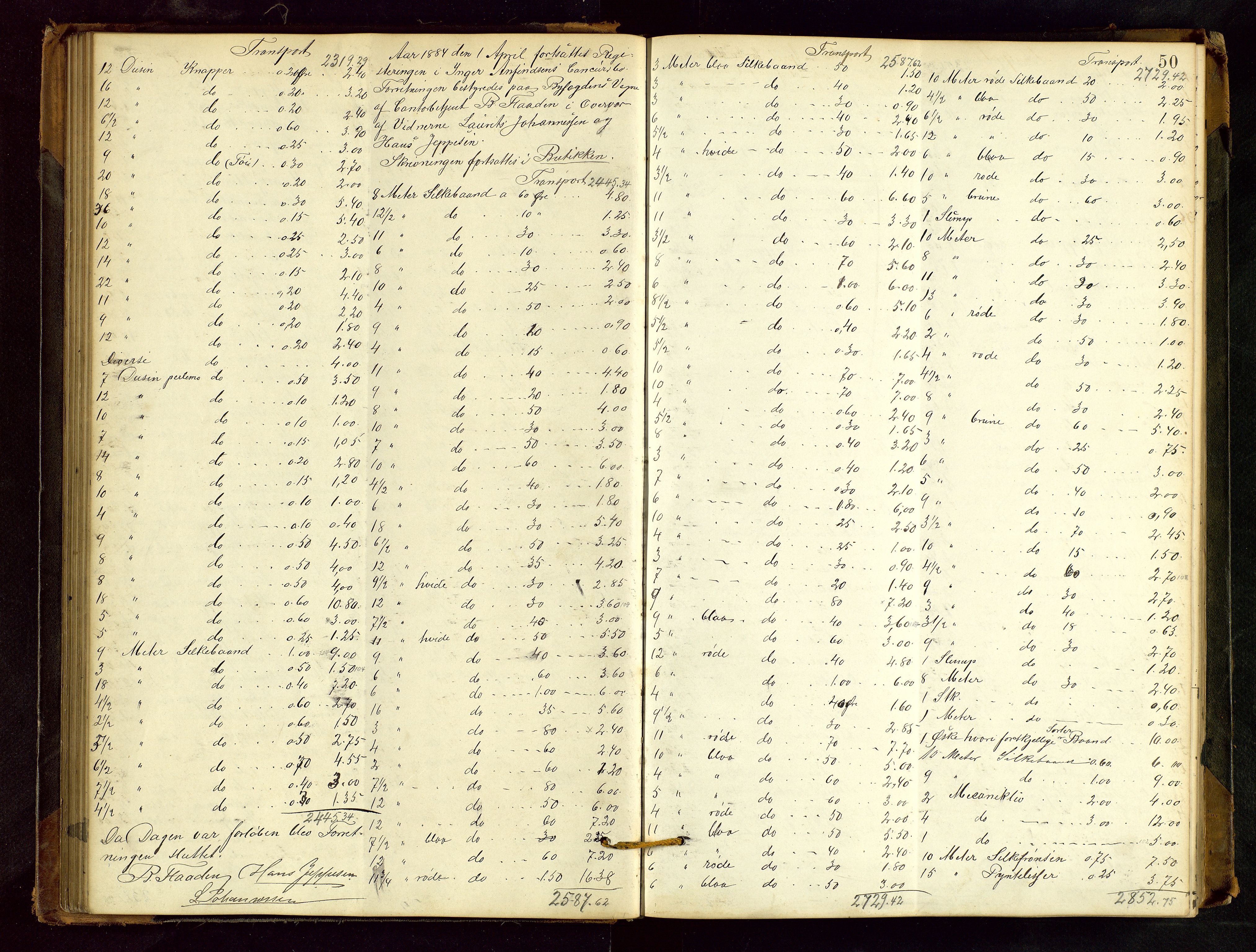 Haugesund tingrett, AV/SAST-A-101415/01/IV/IVB/L0002: Skifteregistreringsprotokoll, med register, 1879-1898, s. 49b-50a