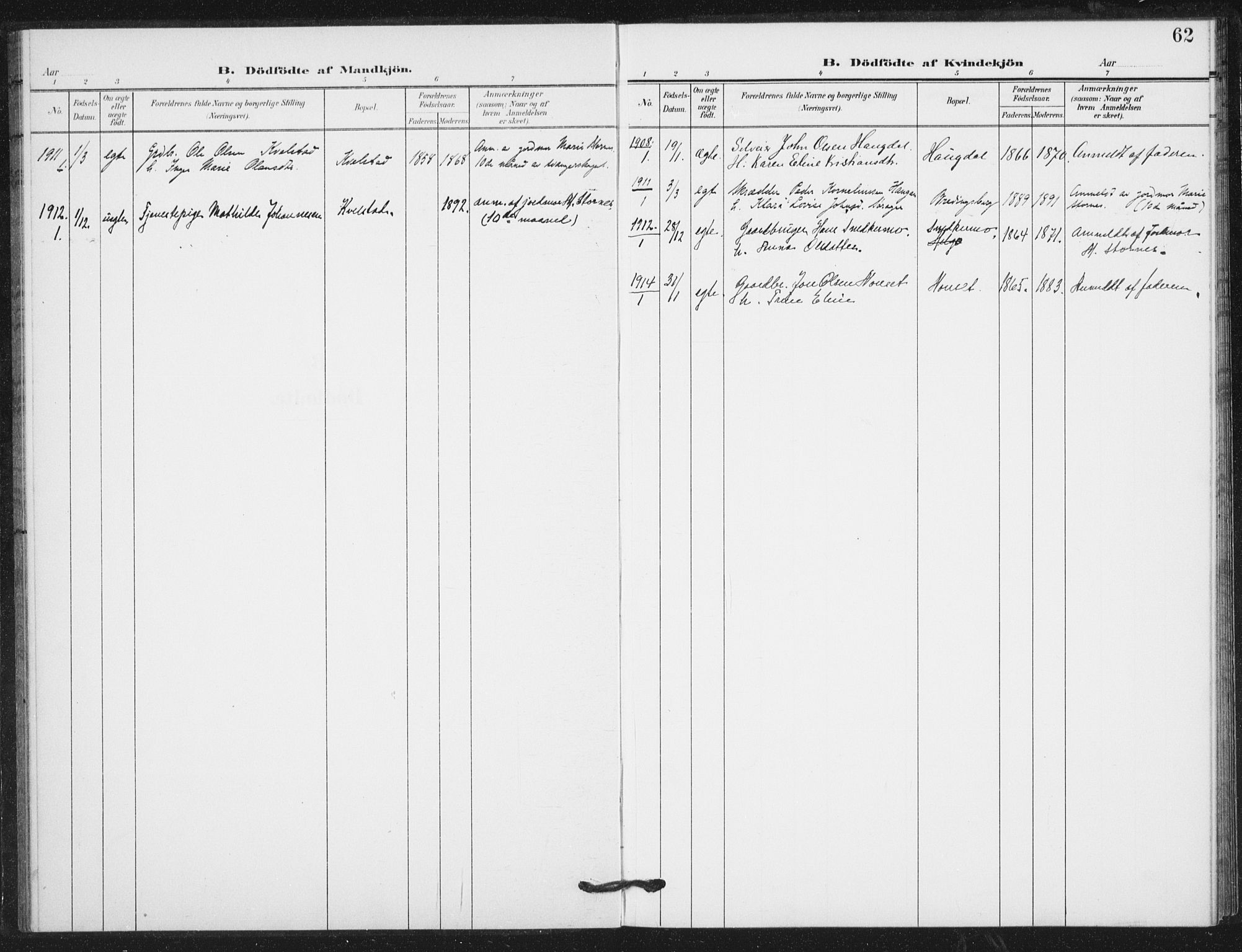 Ministerialprotokoller, klokkerbøker og fødselsregistre - Nord-Trøndelag, SAT/A-1458/724/L0264: Ministerialbok nr. 724A02, 1908-1915, s. 62